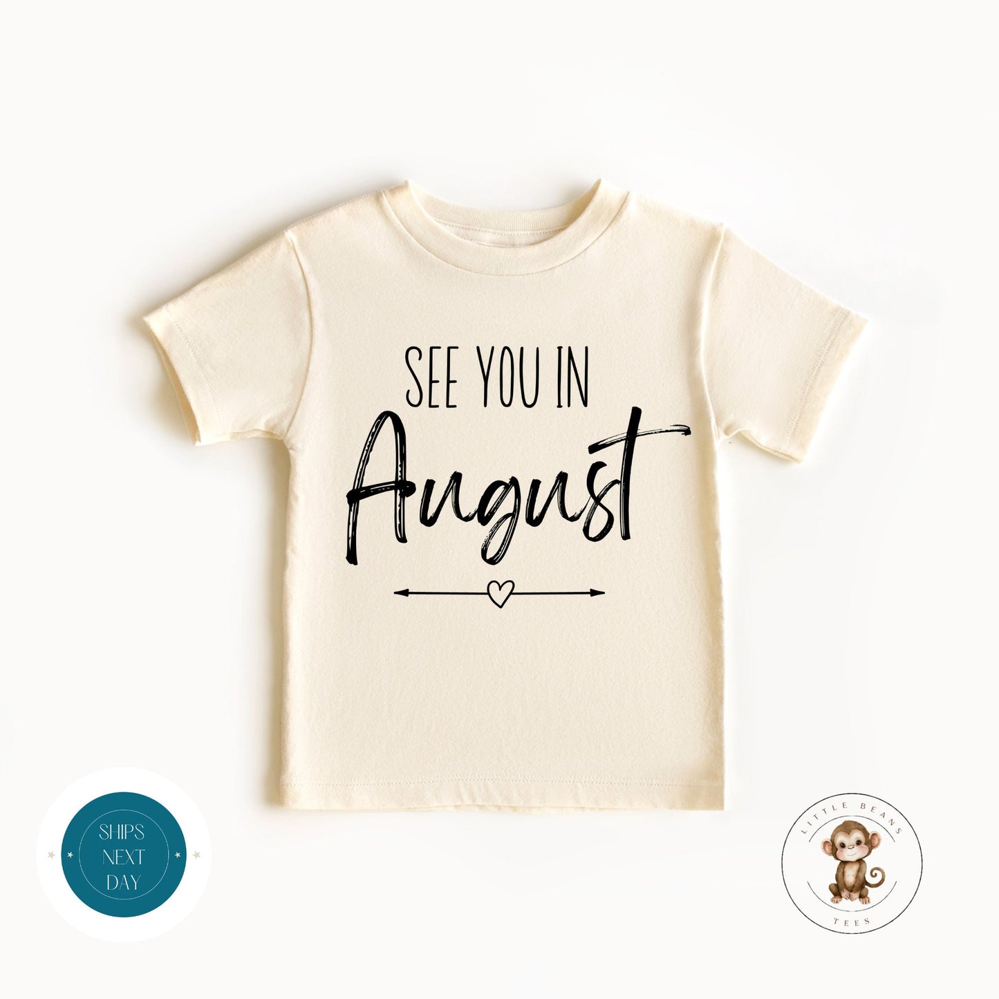 See You in August Baby Reveal Onesie® | Custom Month Baby Annoucement Onesie® | Baby Shower Gift | New Baby