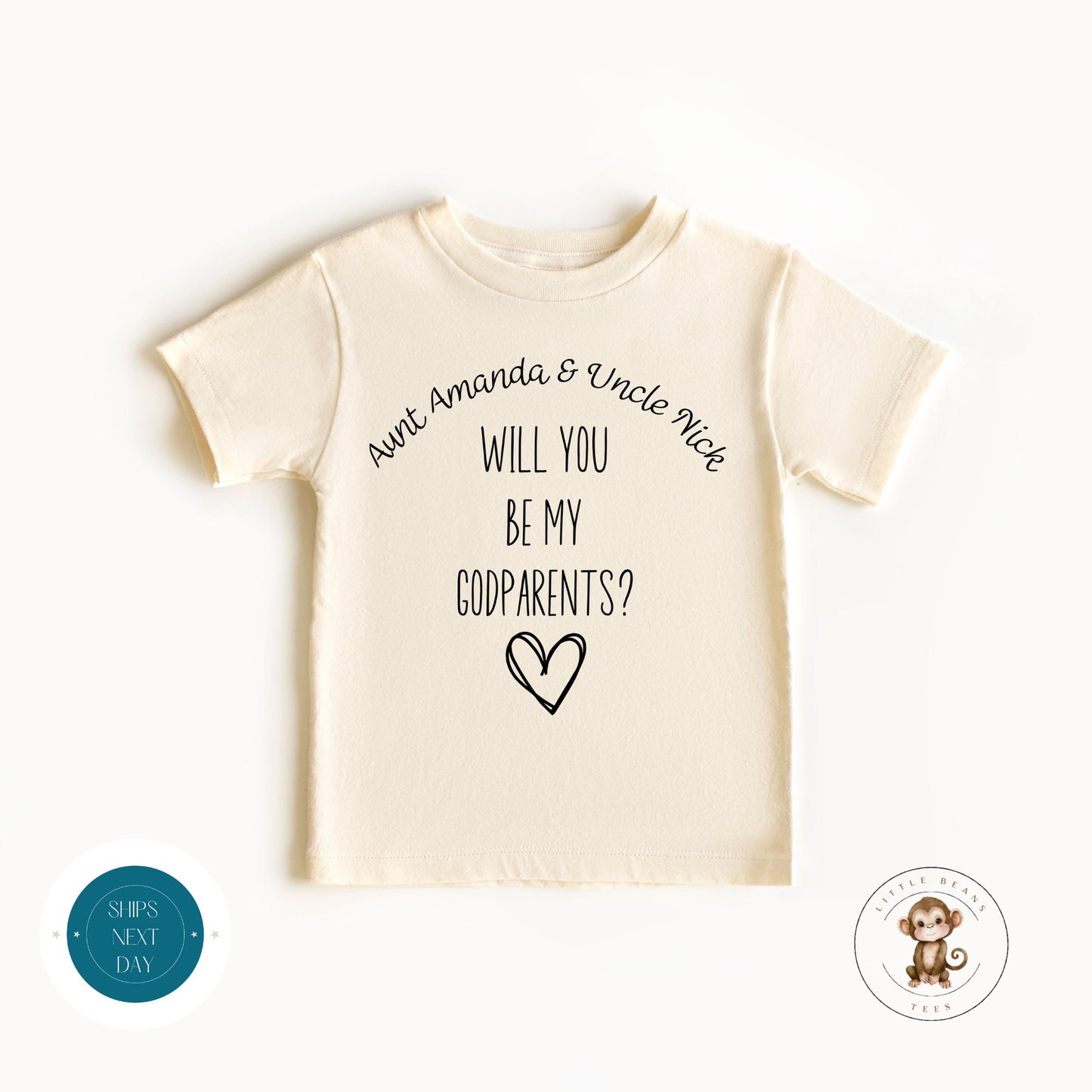 Custom Name Godparent Ask Baby Onesie | Godparent Kids Tshirt | Godparent Reveal Onesie