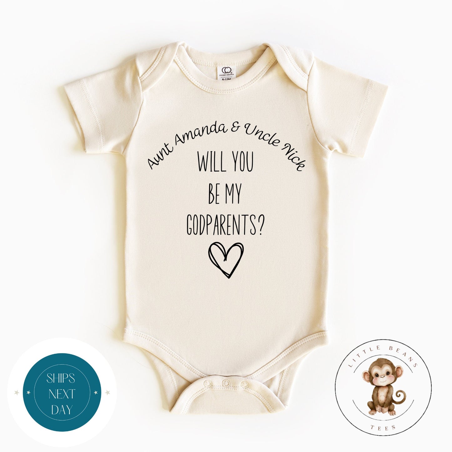 Custom Name Godparent Ask Baby Onesie | Godparent Kids Tshirt | Godparent Reveal Onesie