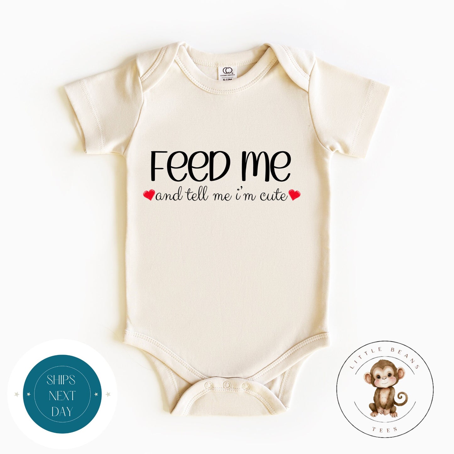 Feed Me and Tell Me Im Cute Baby Onesie | Baby Shower Gift | Cute Funny Kids Tshirt | New Parent Gift