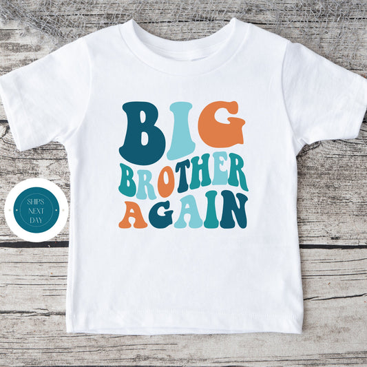 Big Brother Again Color Kids Tshirt | Big Brother Tshirt | Custom Brother Onesie® | Big Brother Tee