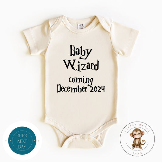 A Wizard is Coming Personalized Baby Onesie | Cute Baby Onesie | Baby Announcement | Harry Potter Onesie