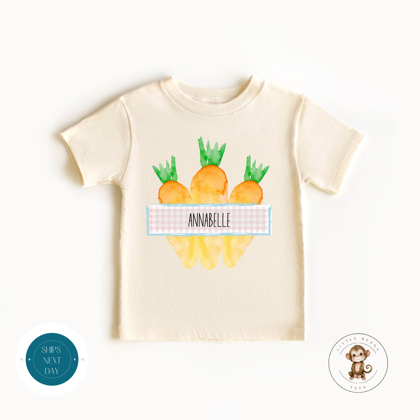 Easter Carrot Gingham Personalized Tshirt | Personalized Easter Kids Tee | Kids Easter Onesie | Baby Easter Gift