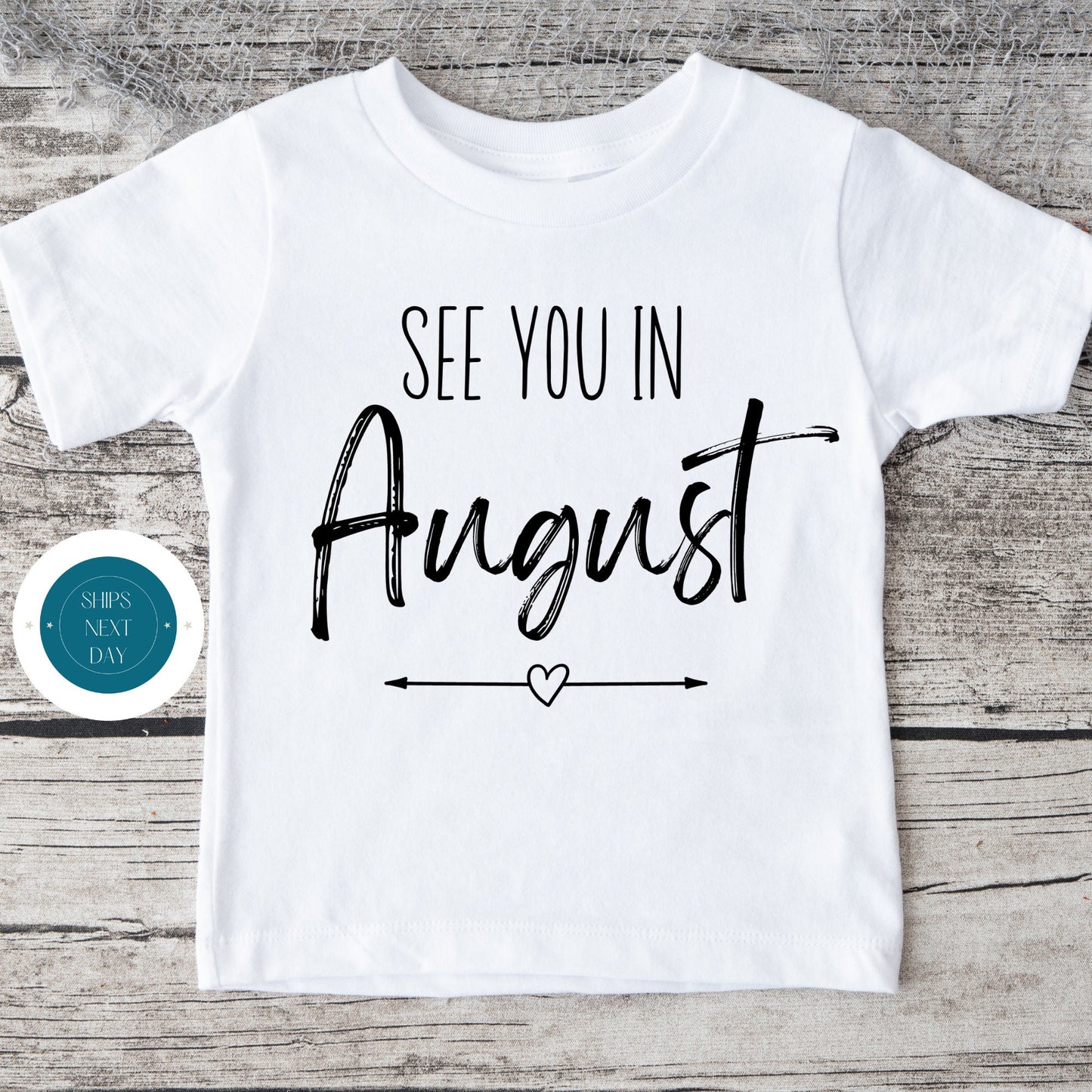 See You in August Baby Reveal Onesie® | Custom Month Baby Annoucement Onesie® | Baby Shower Gift | New Baby