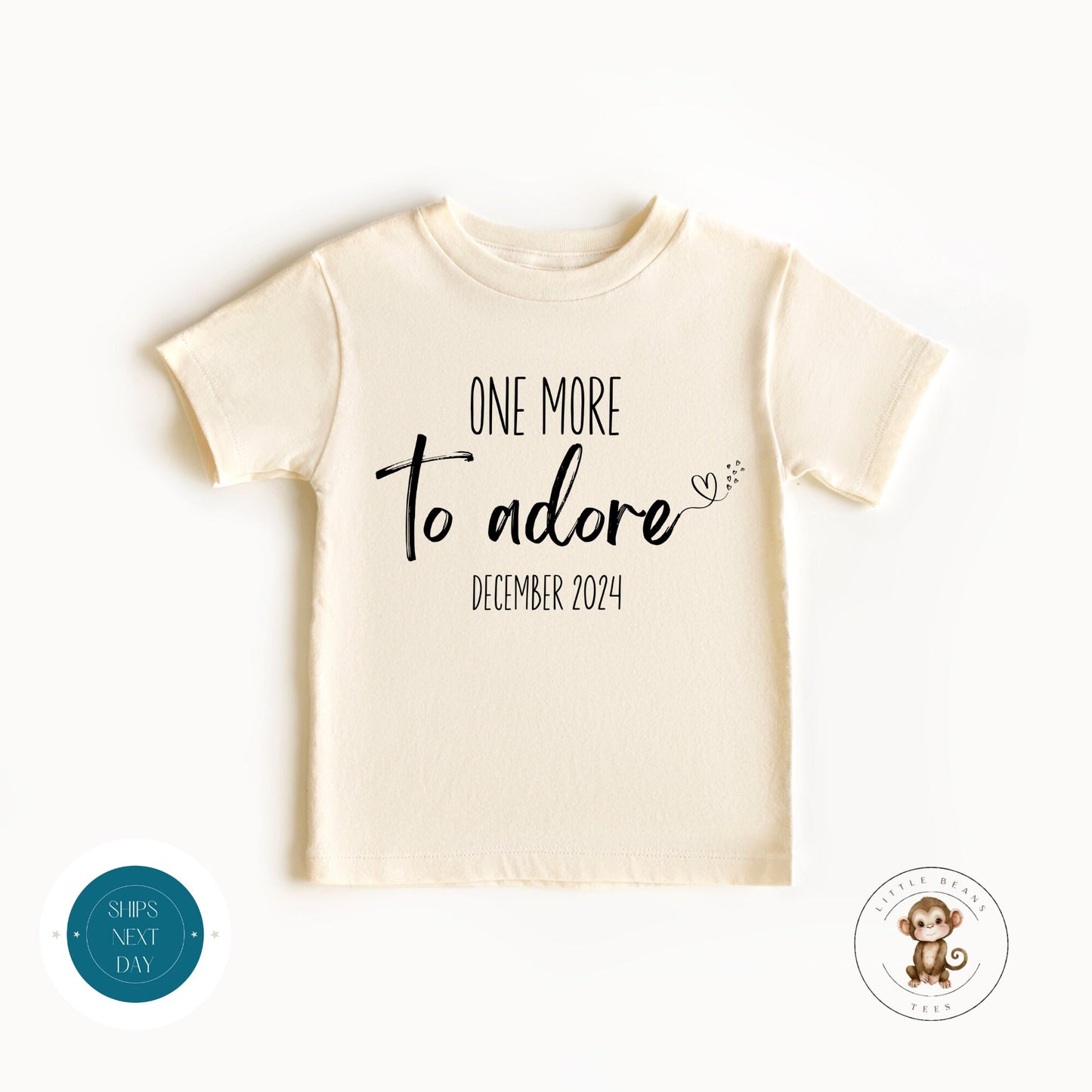 One More to Adore Reveal Baby Onesie® | Baby Announcement Onesie® | Baby Shower Gift | Custom Announcement Tee