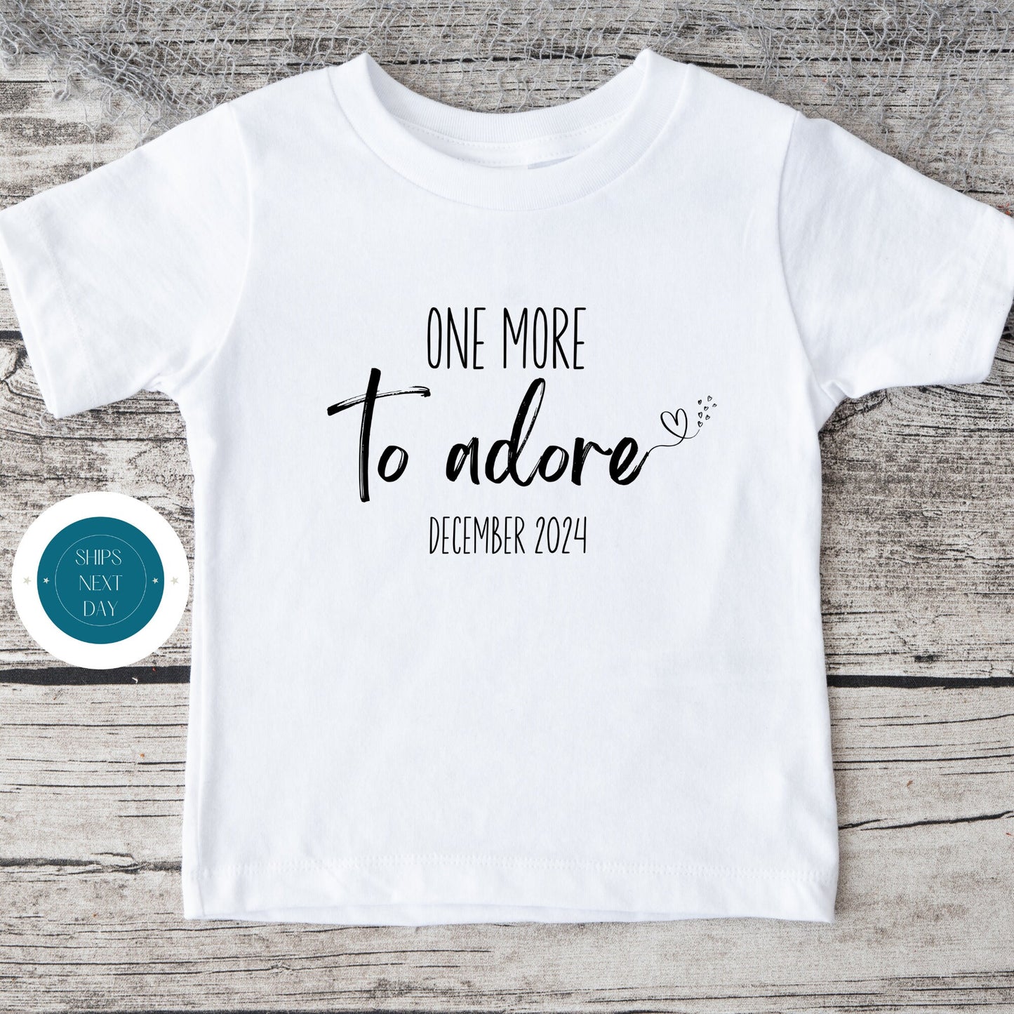 One More to Adore Reveal Baby Onesie® | Baby Announcement Onesie® | Baby Shower Gift | Custom Announcement Tee