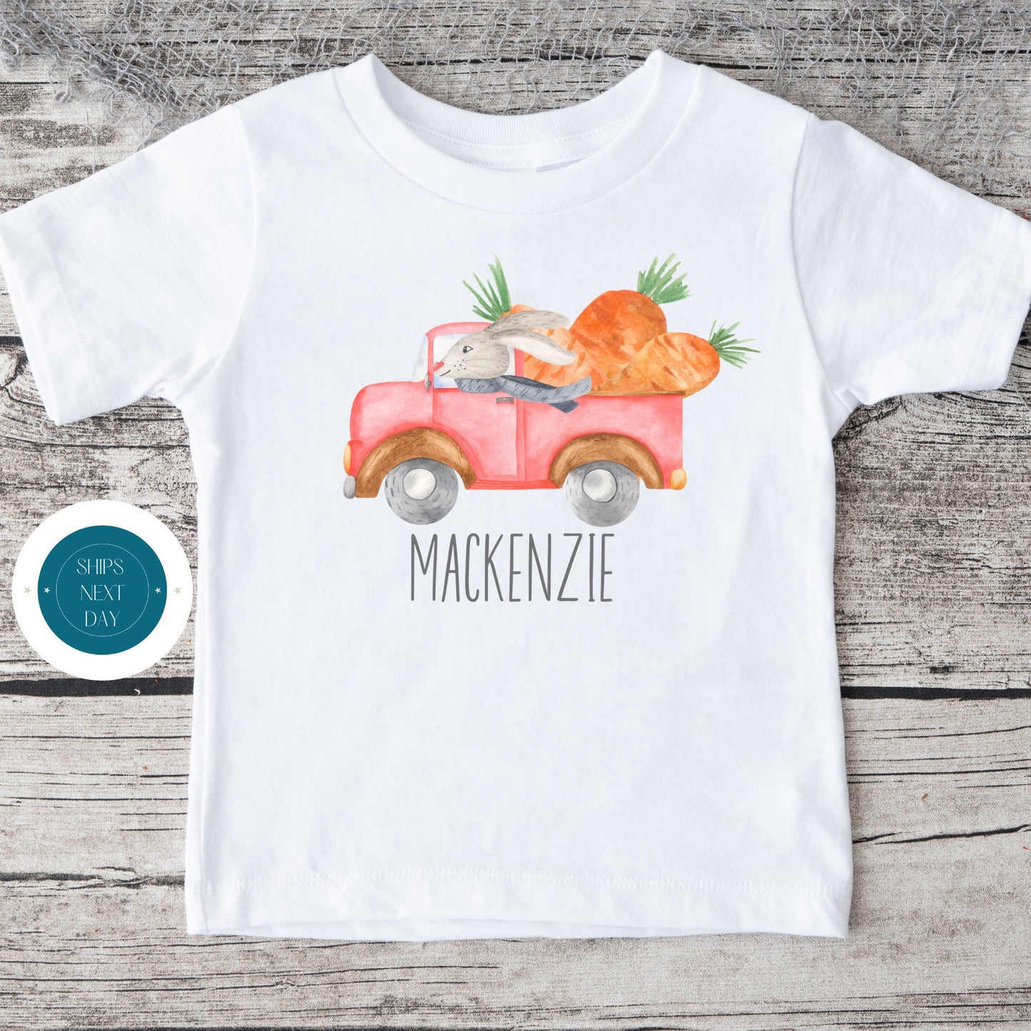 Bunny Truck Custom Name Onesie | Personalized Easter Onesie | Kids Easter Tshirt | Baby Easter Gift