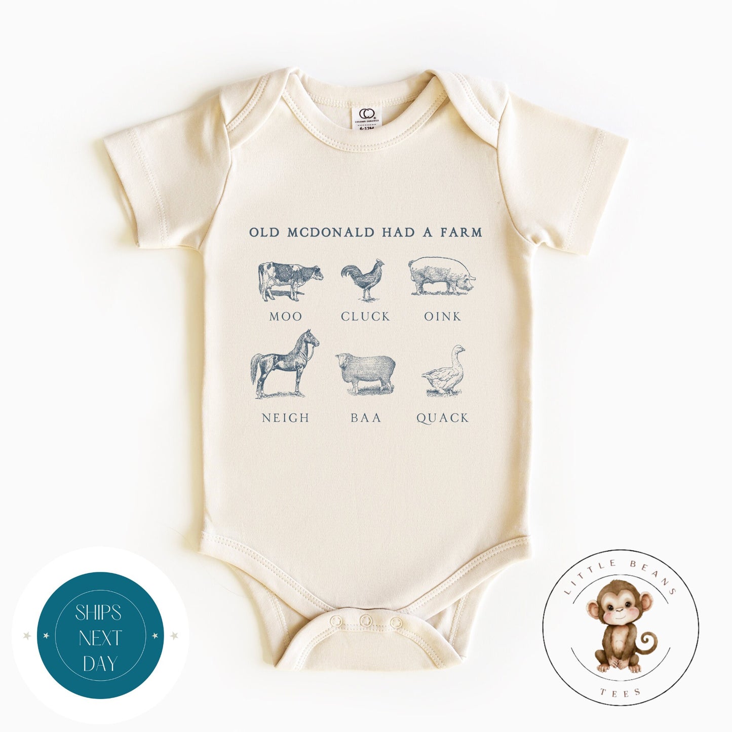 Old McDonald Farm Baby Onesie® | Old Mcdonald Kids Tshirt | Nursery Rhyme Custom Onesie®