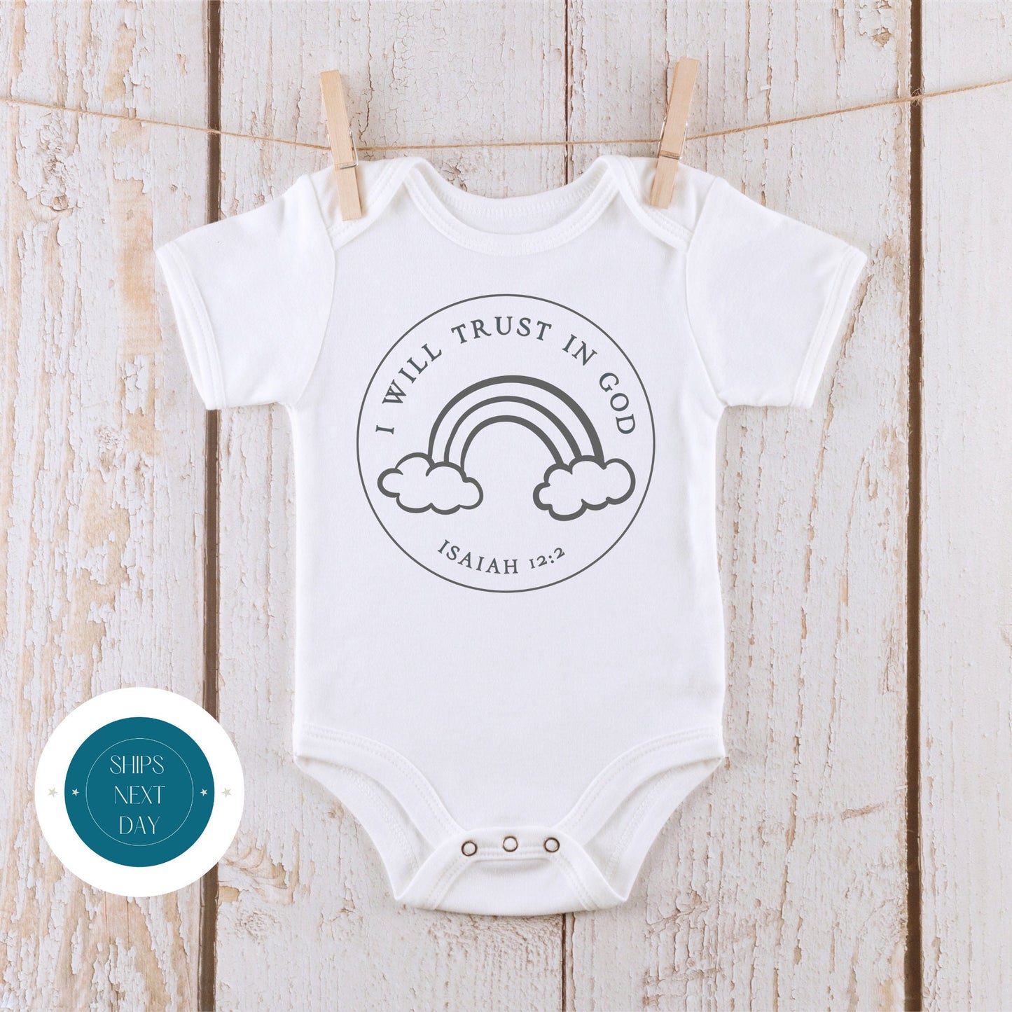 I Will Trust in God Isaiah Baby Onesie® | Trust in God Kids Tshirt | Religious Onesie®