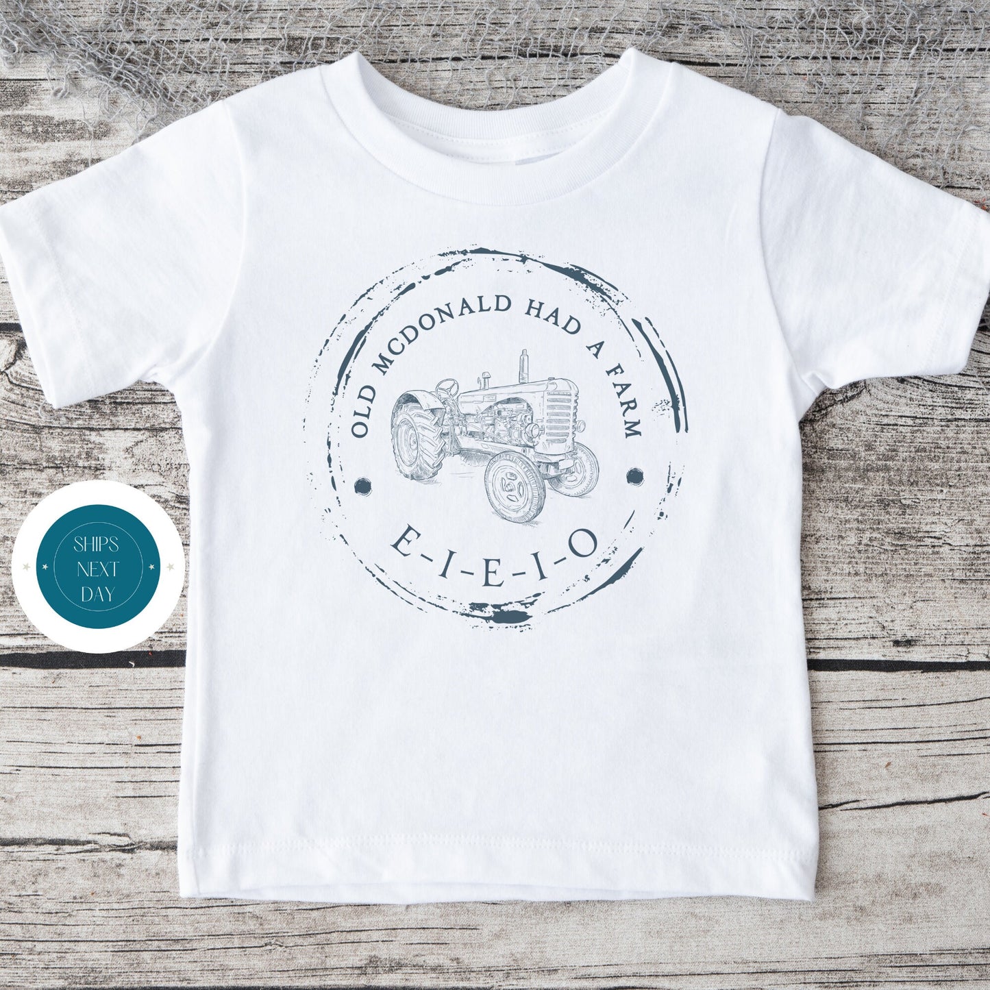 Old McDonald EIEIO Tractor Baby Onesie | Old Mcdonald Kids Tshirt | Nursery Rhyme Custom Onesie