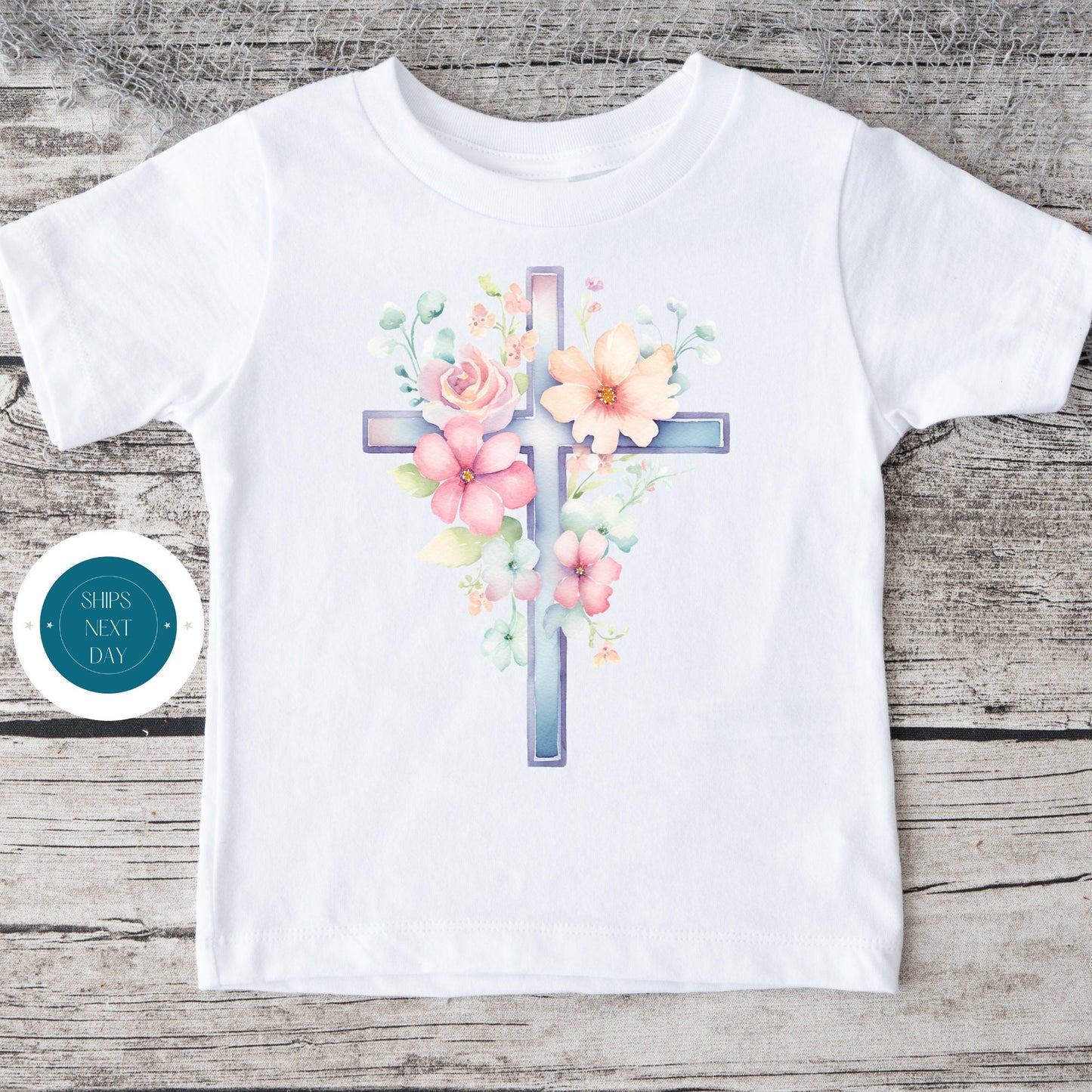 Easter Floral Cross Baby Onesie | Easter Kids Tshirt | Easter Custom Religious Onesie