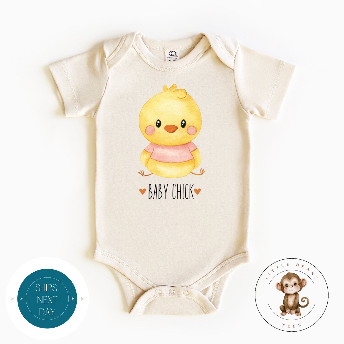 Baby Chick Easter Girls Onesie® Natural | Cute Easter Kids Tshirt | Custom Kids Sweatshirt