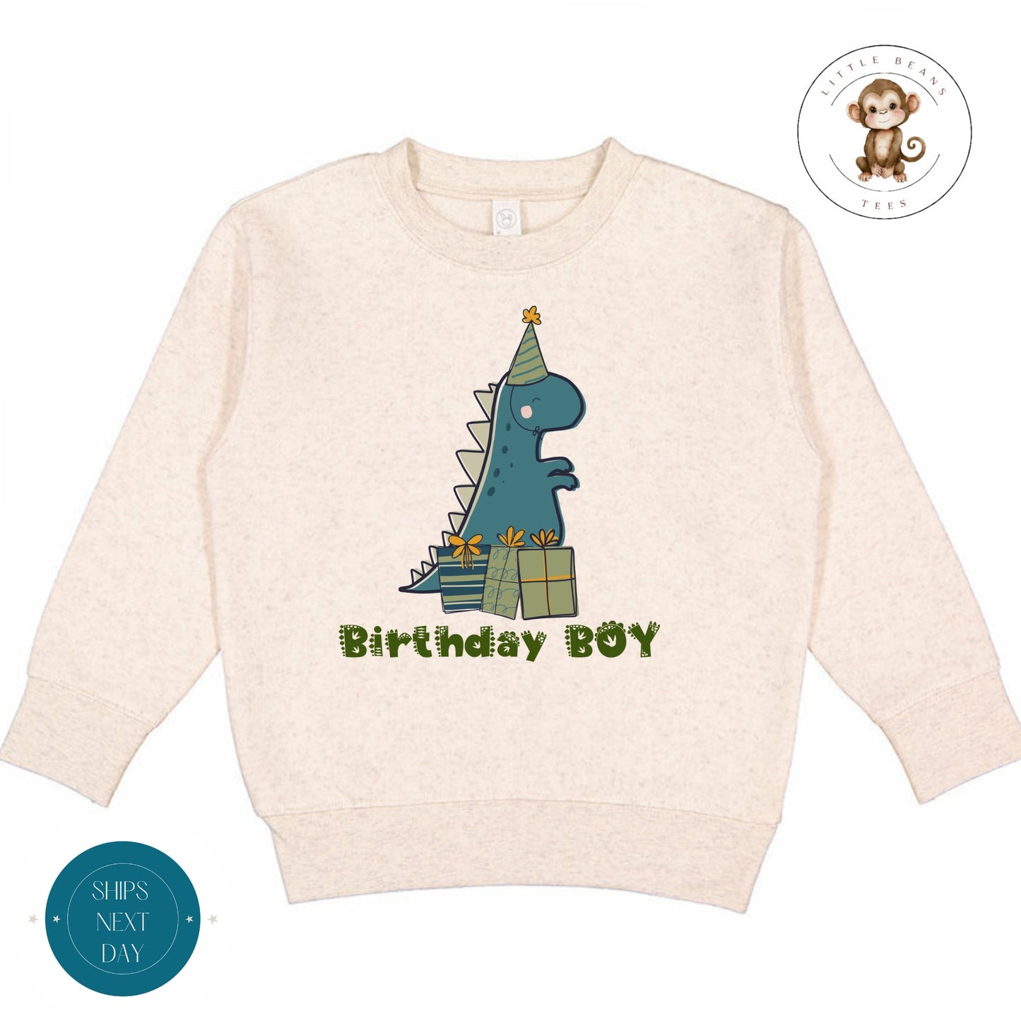 Dinosaur Birthday Kids Crewneck Shirt | Custom Personalized Dinosaur Birthday Baby Onesie®  |  Birthday Party Shirt