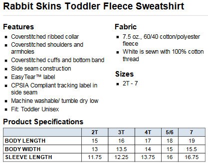 rabbit skins toddler fleece sweatshirt