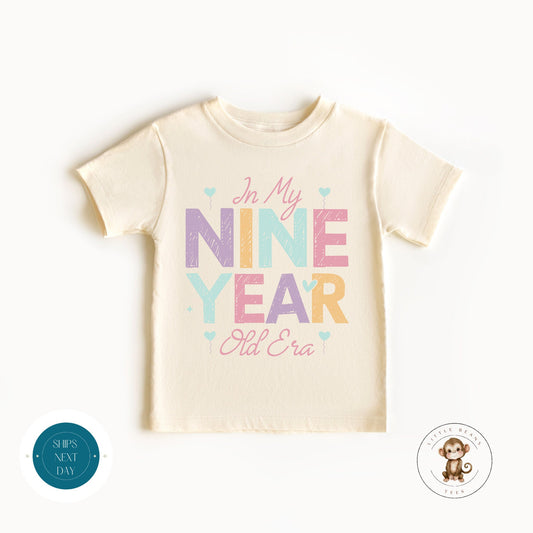 In My Nine Year Old Era Birthday Shirt | Ninth Birthday Girl Sweatshirt | Cute Birthday Party Shirt