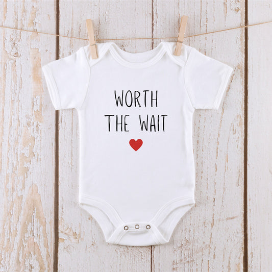 Worth The Wait | Announcement Baby Onesie®® | Kids Tshirt | Custom Baby Bodysuit |  Reveal Onesie®