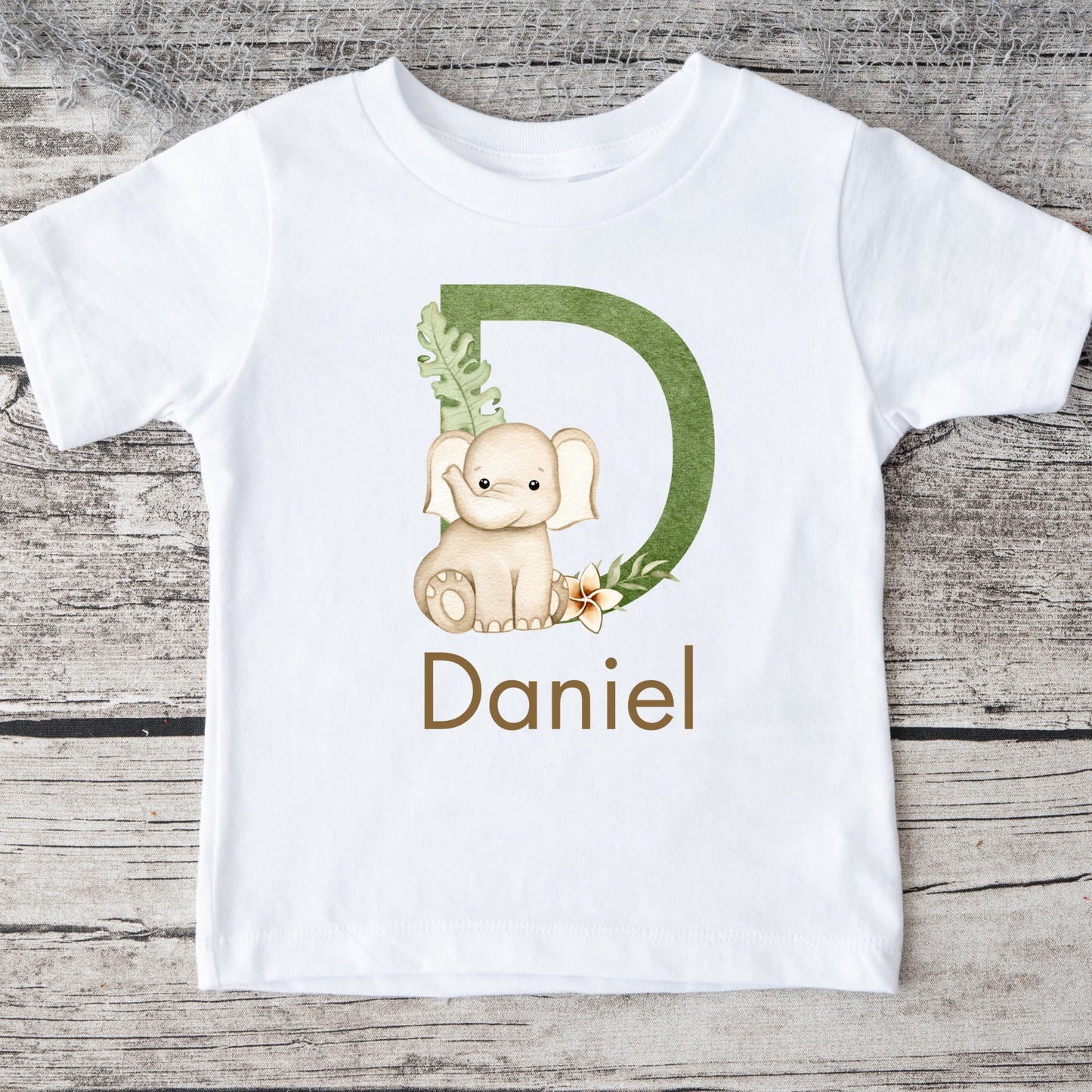 Safari Custom D - Personalized Initial Name - Baby Onesie®® - Kids Tshirt - Baby Bodysuit - Animals