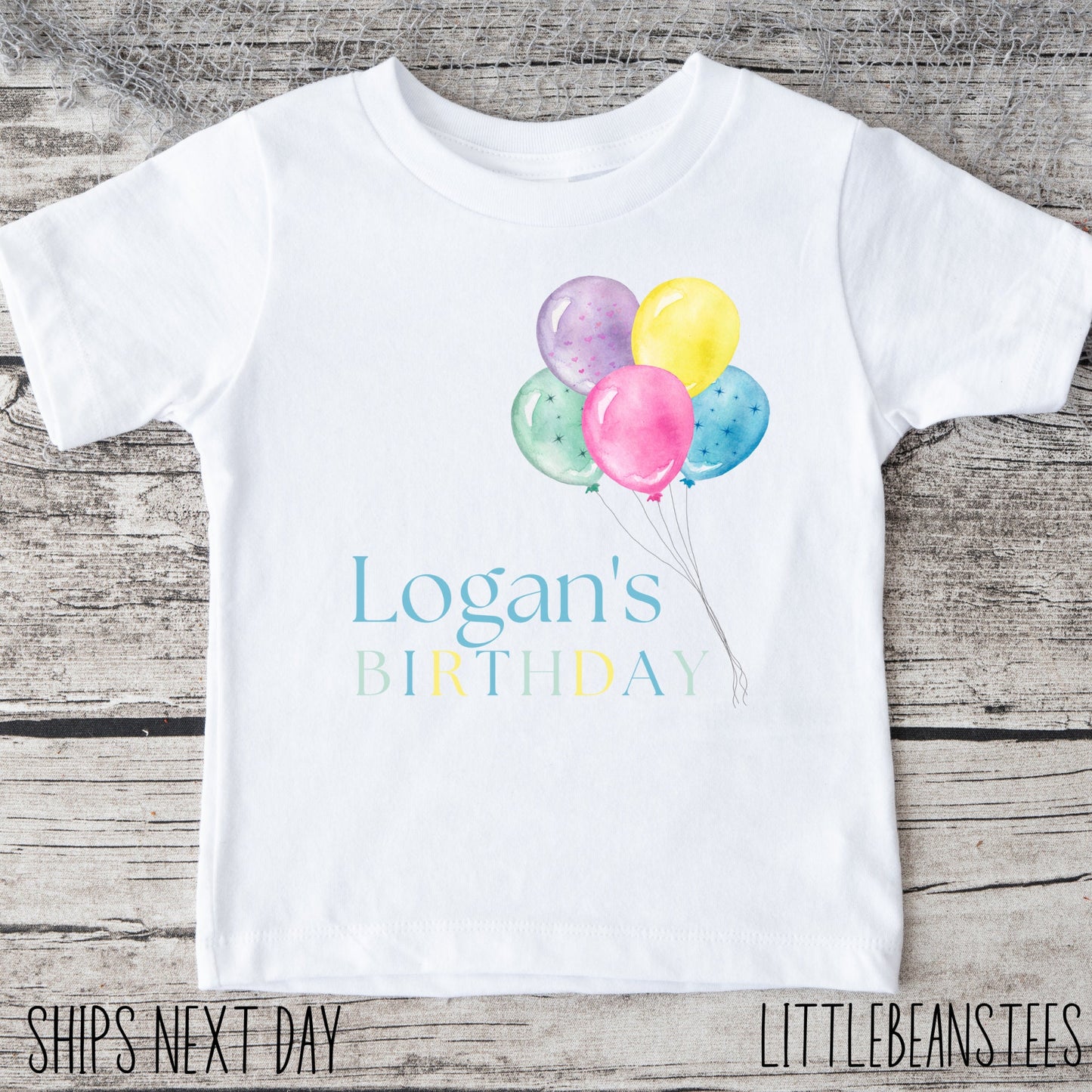 Balloon Birthday Pastel Personalized Name Baby Onesie®® | Custom Kids Tshirt | Baby Bodysuit | Birthday Tee