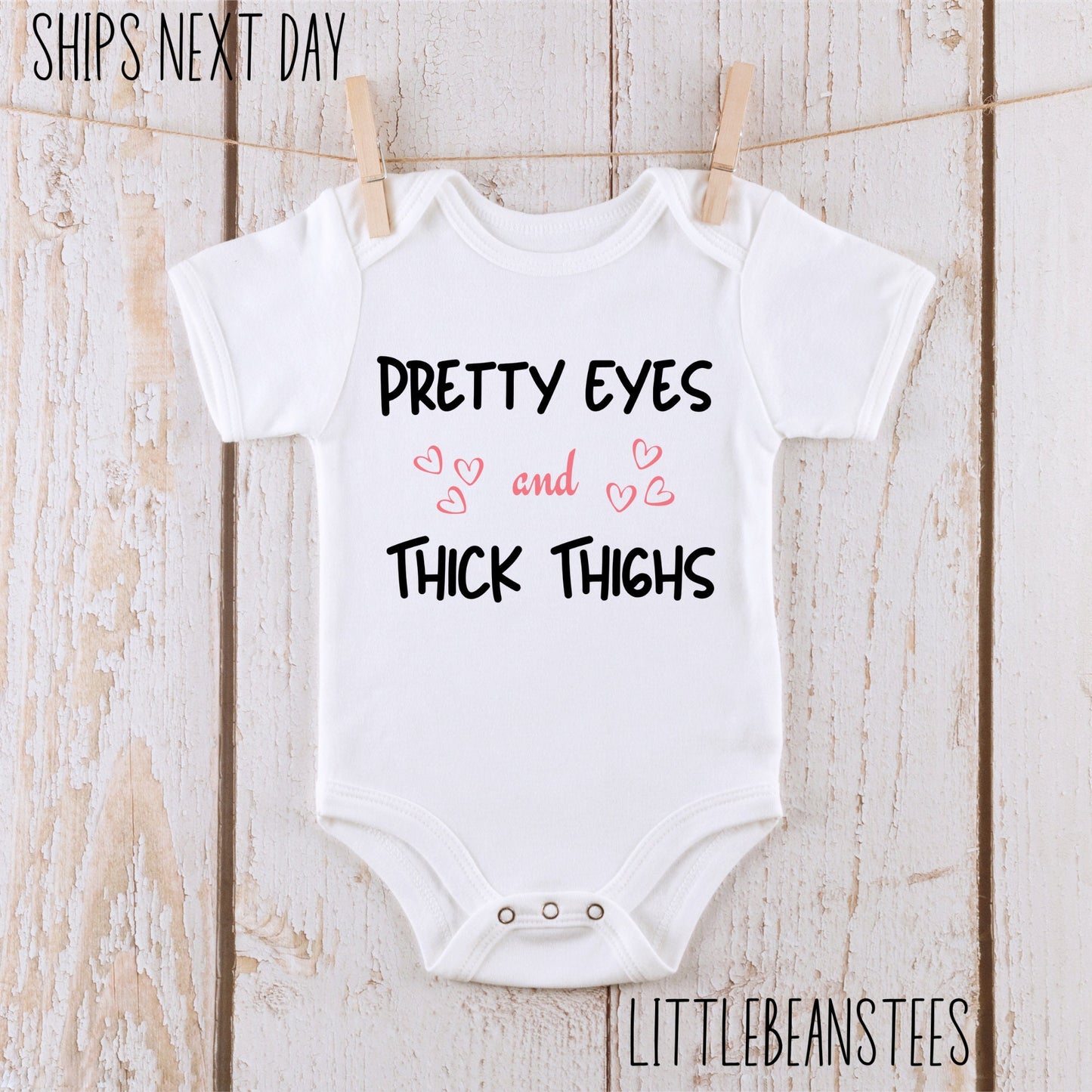 Pretty Eyes Thick Thighs Onesie® | Cute Baby Onesie®® | Custom Kids Tshirt | Baby Bodysuit | Girly Onesie®