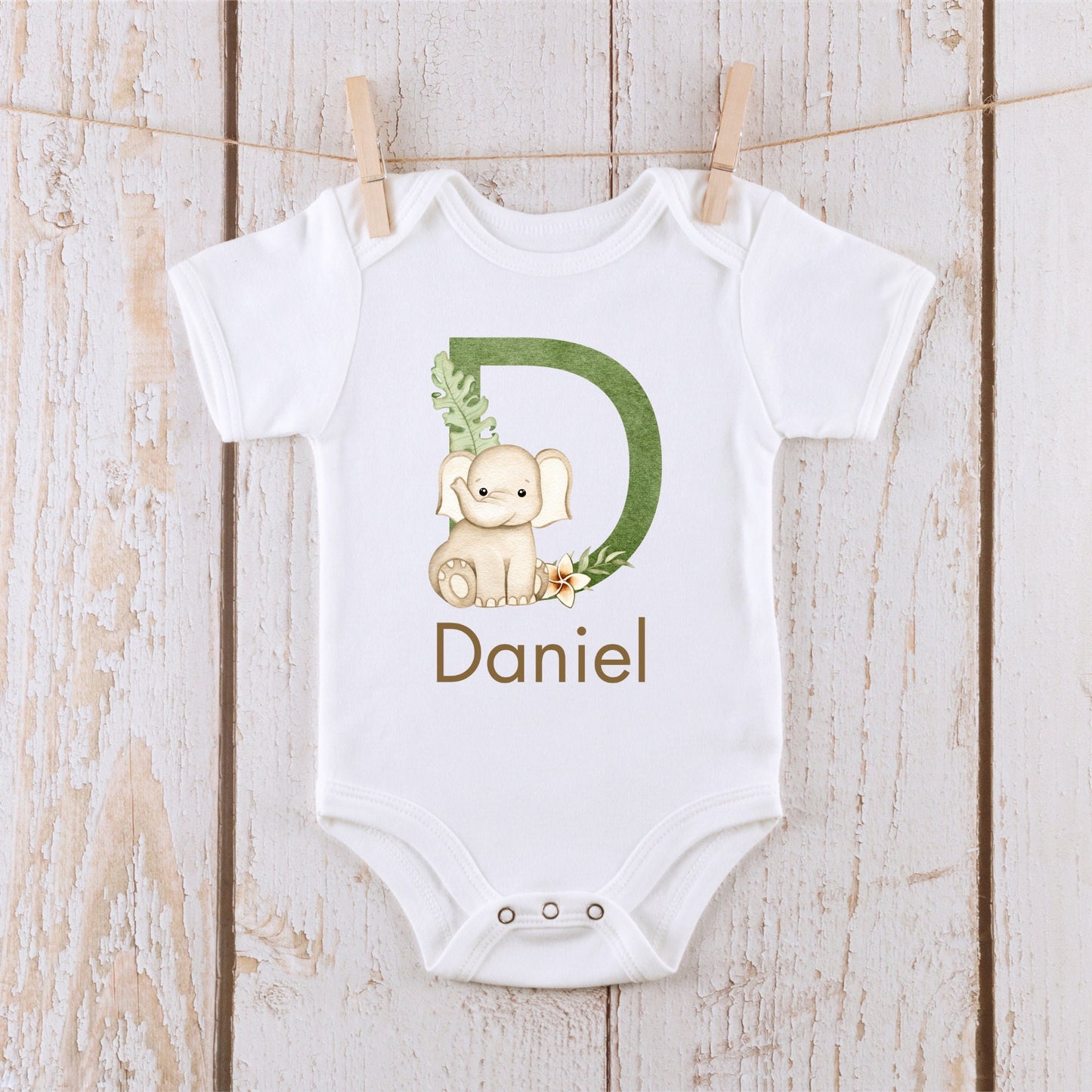 Safari Custom D - Personalized Initial Name - Baby Onesie®® - Kids Tshirt - Baby Bodysuit - Animals