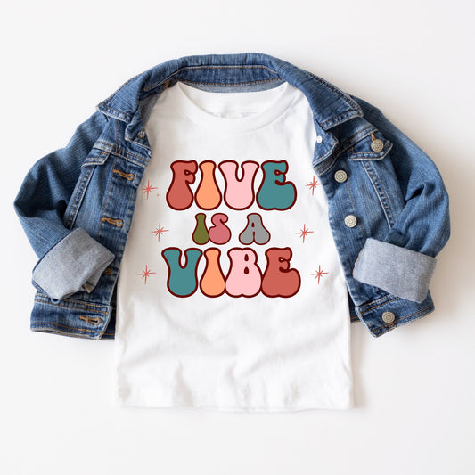 Five is a Vibe Birthday Kids Tshirt | Custom Kids Tshirt | Retro Five is a Vibe Tee