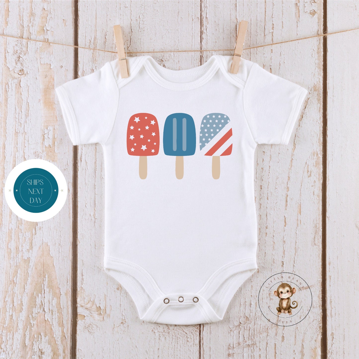 Popsicles 4th of July Baby Onesie®® | Custom Kids Tshirt | 4th of July Onesie® | July 4th Tee