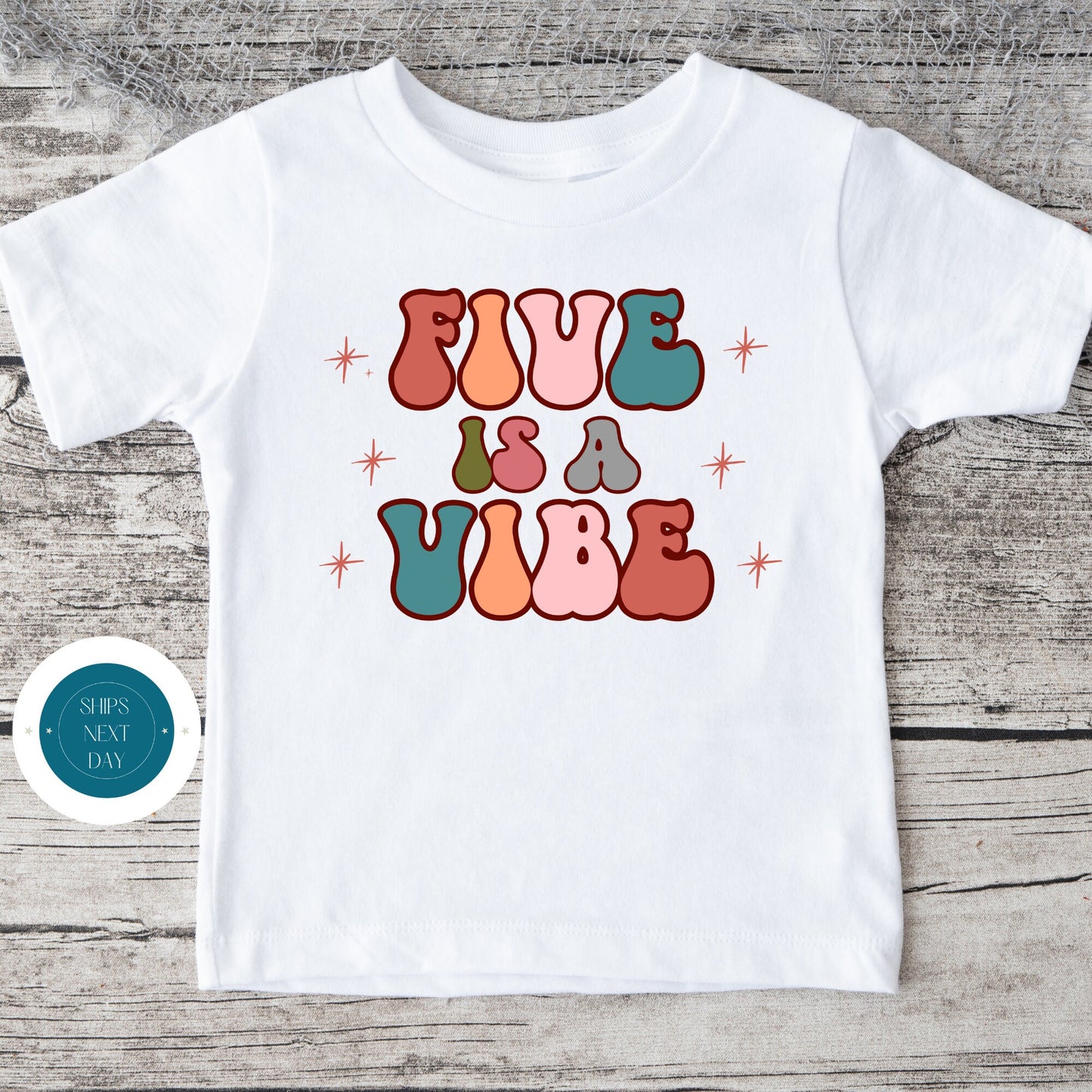 Five is a Vibe Birthday Kids Tshirt | Custom Kids Tshirt | Retro Five is a Vibe Tee