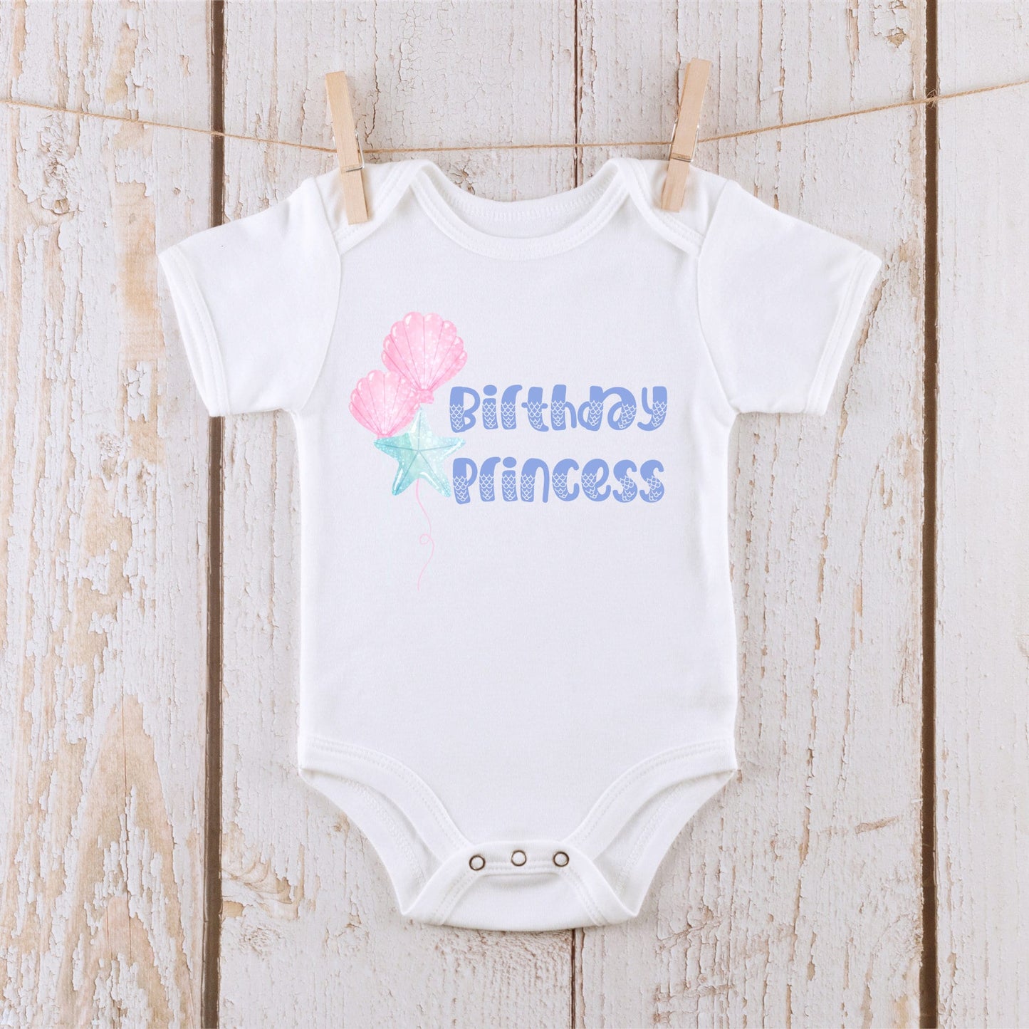 Mermaid Birthday Princess Balloons Baby Onesie®® | Custom Kids Tshirt | Under the Sea Birthday