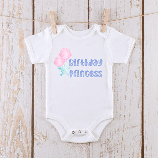 Mermaid Birthday Princess Balloons Baby Onesie®® | Custom Kids Tshirt | Under the Sea Birthday