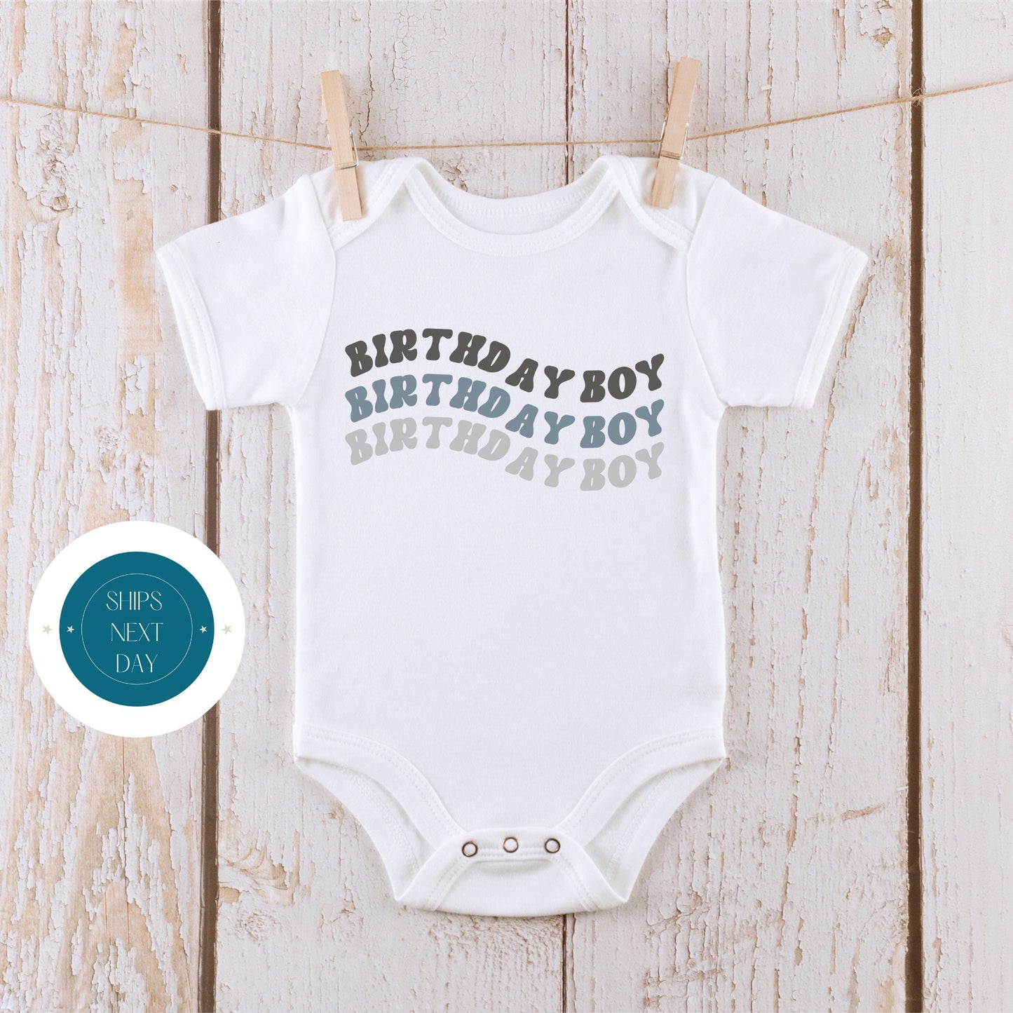 Birthday Boy Multi Lined Gray Kids Tshirt | Custom Kids Tshirt | Birthday Boy Wavy Tee