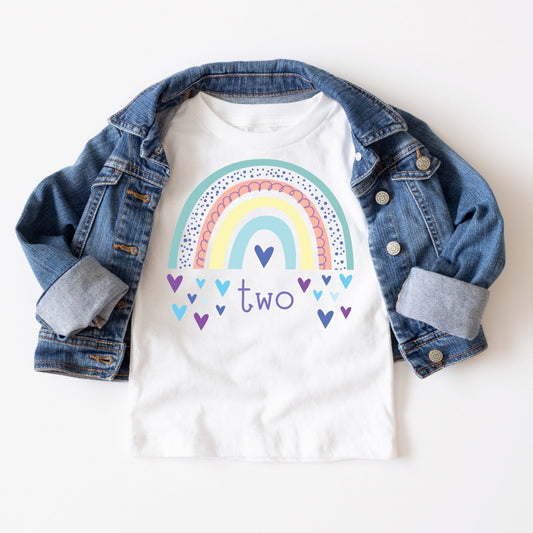 2nd Birthday Girl Rainbow Hearts Kids Tshirt | Custom Kids Tshirt | Birthday Girl Cute Tee