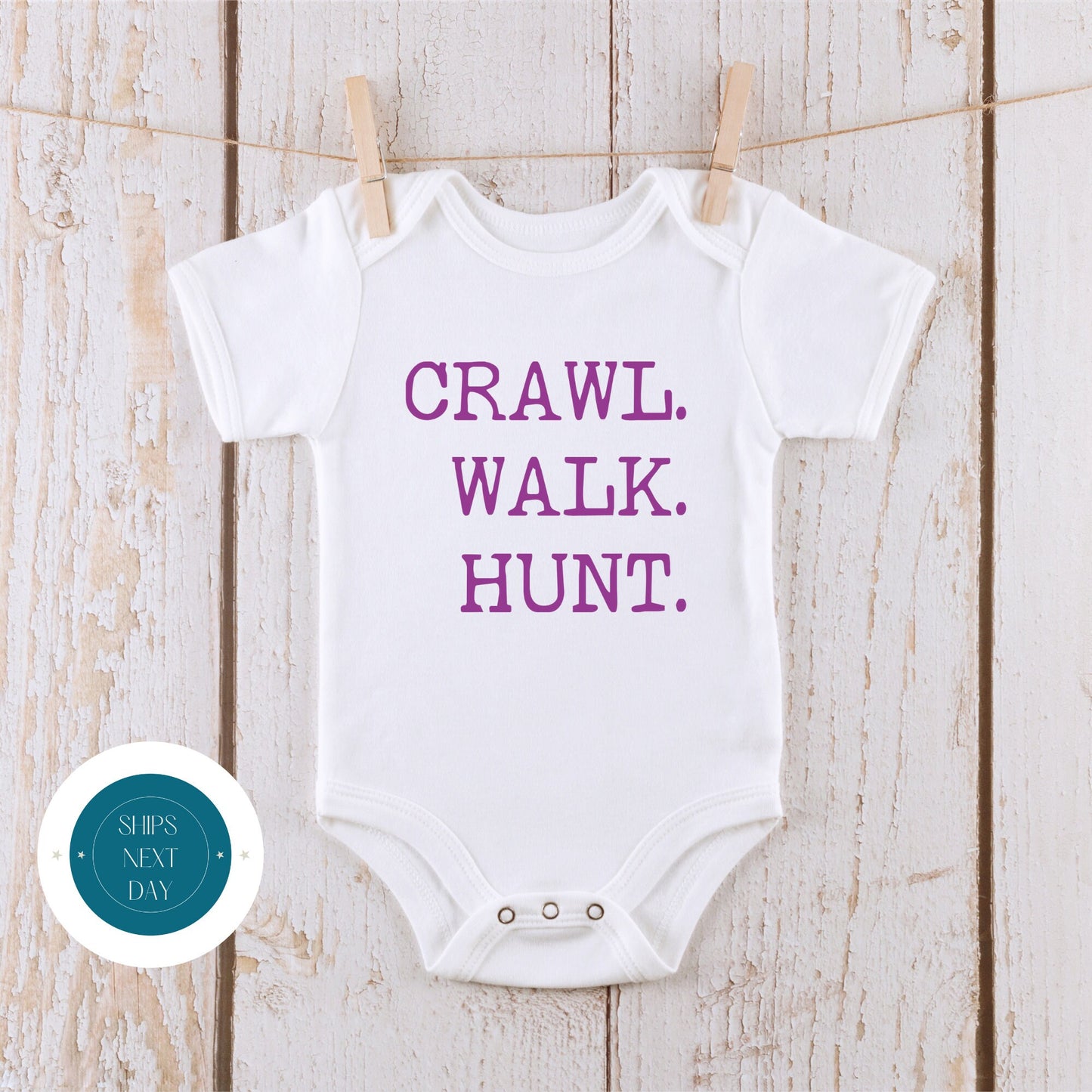 Crawl Walk Hunt Pink Onesie® | Hunt Baby Onesie® |  Hunt Baby Bodysuit |  Outdoor Sports Onesie®