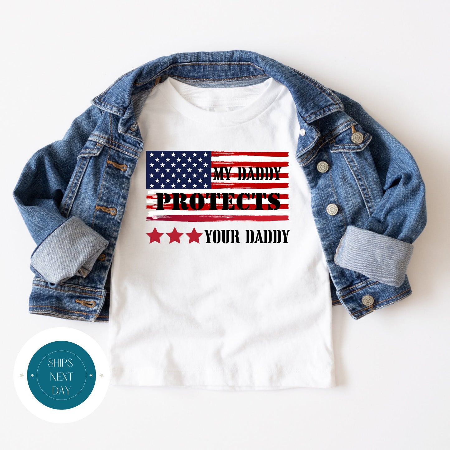 My Daddy Protects Your Daddy Baby Onesie® | Custom Kids Tshirt | Military Dad Onesie®