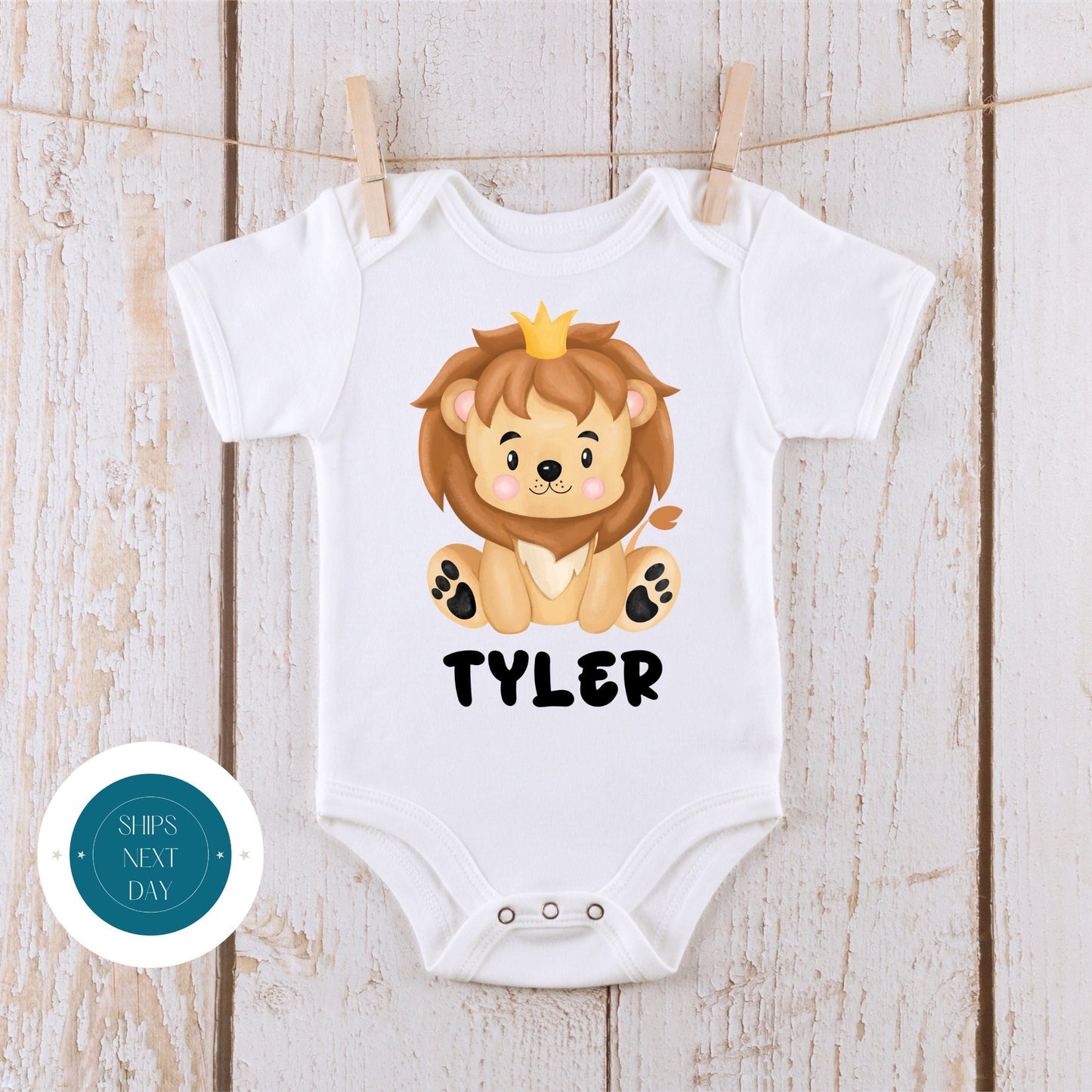 Baby Lion Crown Personalized Onesie® | Cute Name Baby Onesie® | Personalized Baby Shower Gift