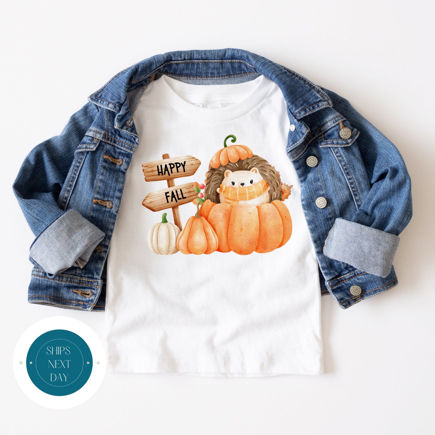 Happy Fall Pumpkin Hedgehog Onesie® | Custom Kids Tshirt | Cute Fall Onesie®