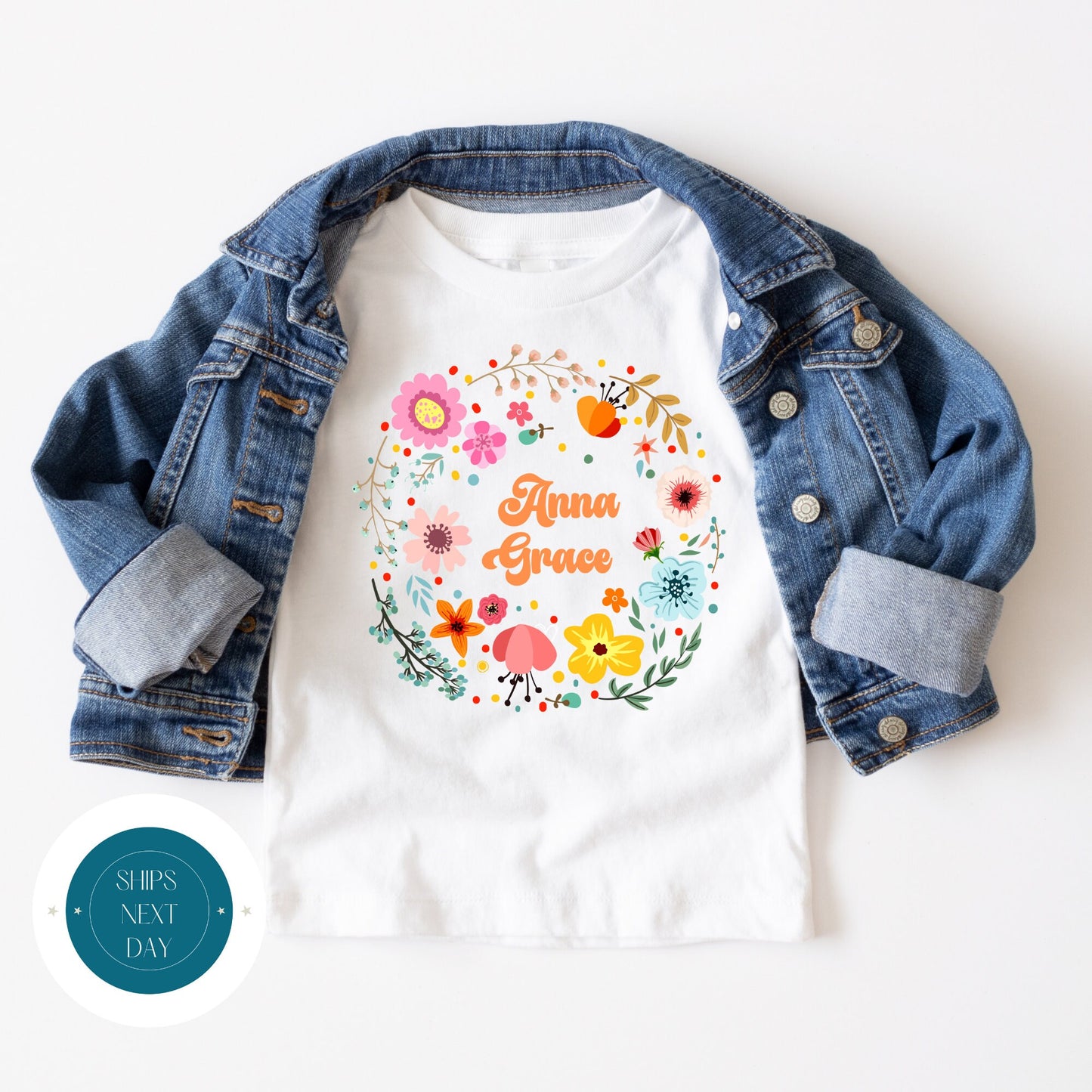 Floral Custom Name Onesie® | Cute Girly Onesie® | Baby Shower Gift | Personalized Onesie®