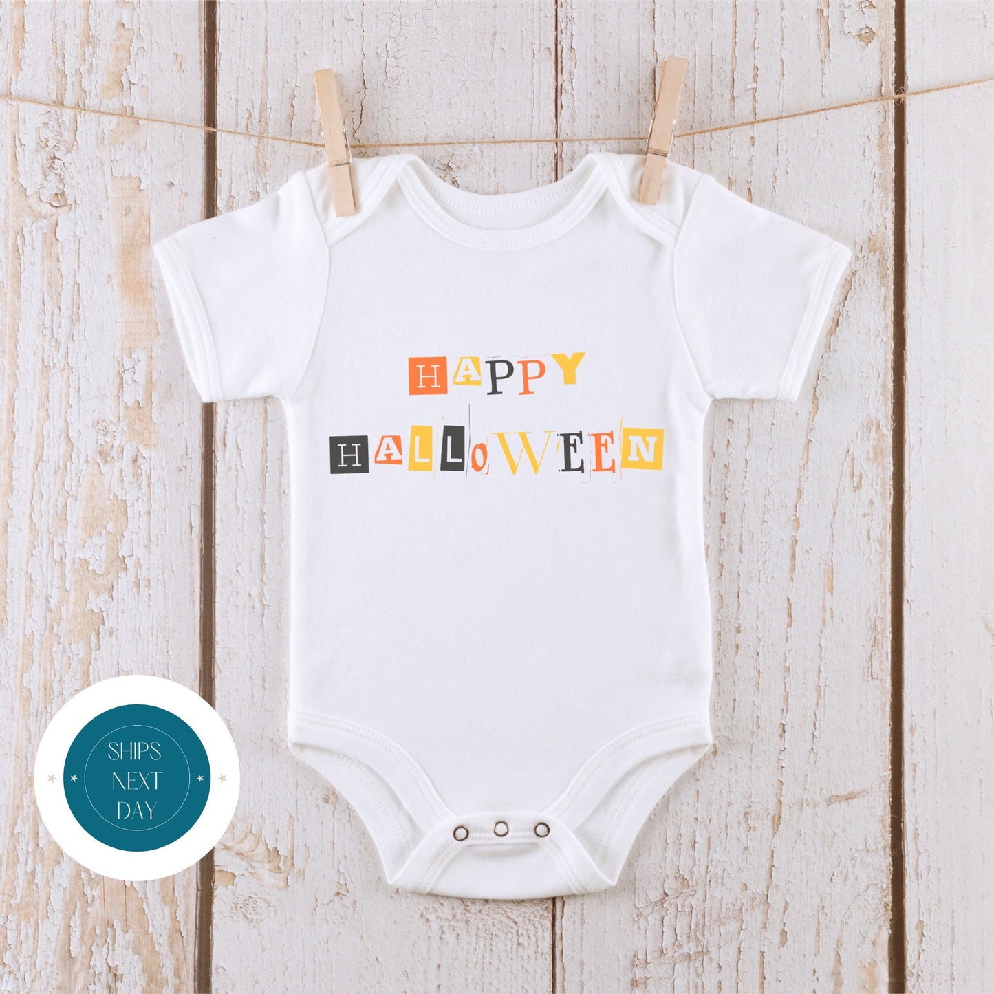 Happy Halloween Message Onesie® | Custom Kids Tshirt | Cute Baby Halloween Onesie®