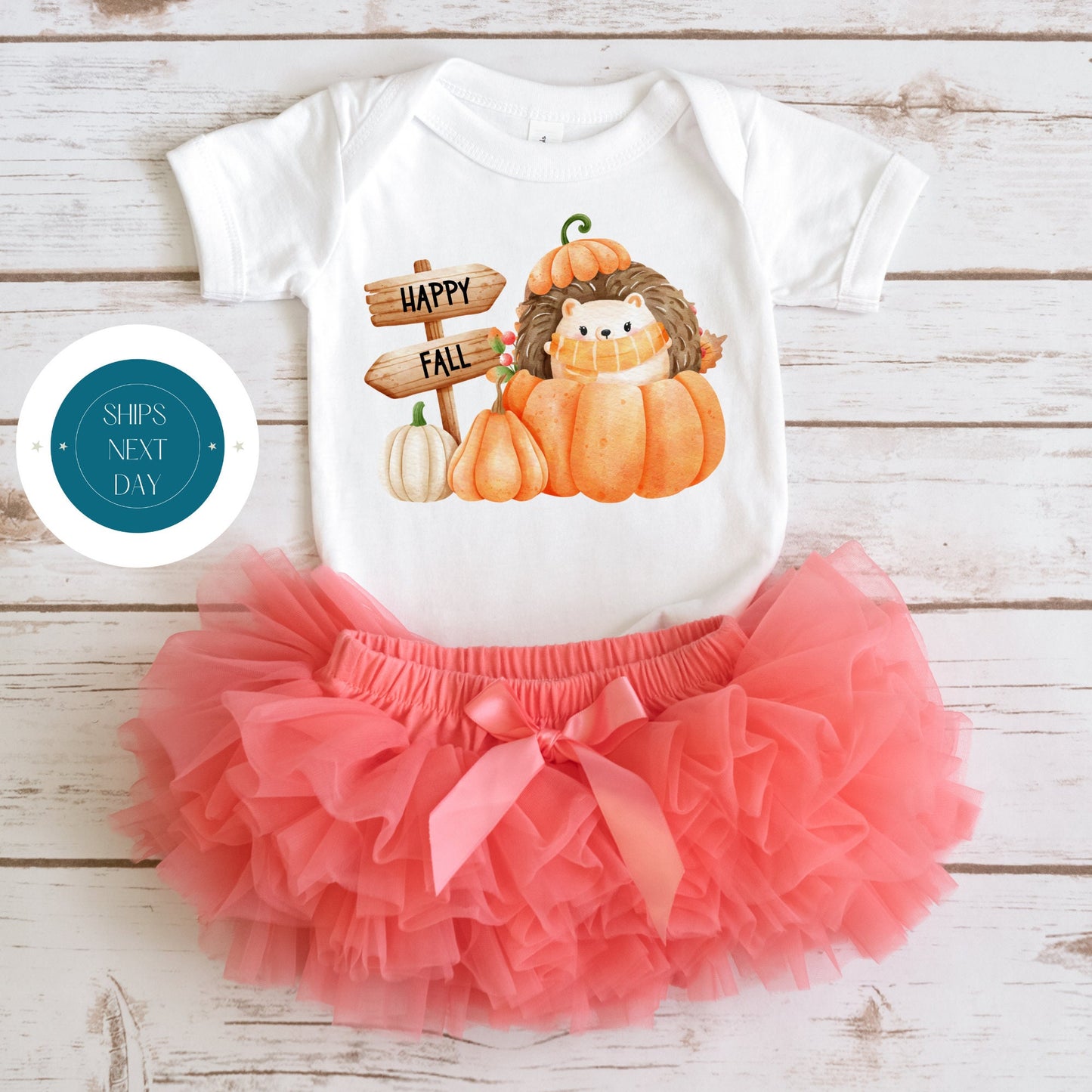 Happy Fall Pumpkin Hedgehog Onesie® | Custom Kids Tshirt | Cute Fall Onesie®