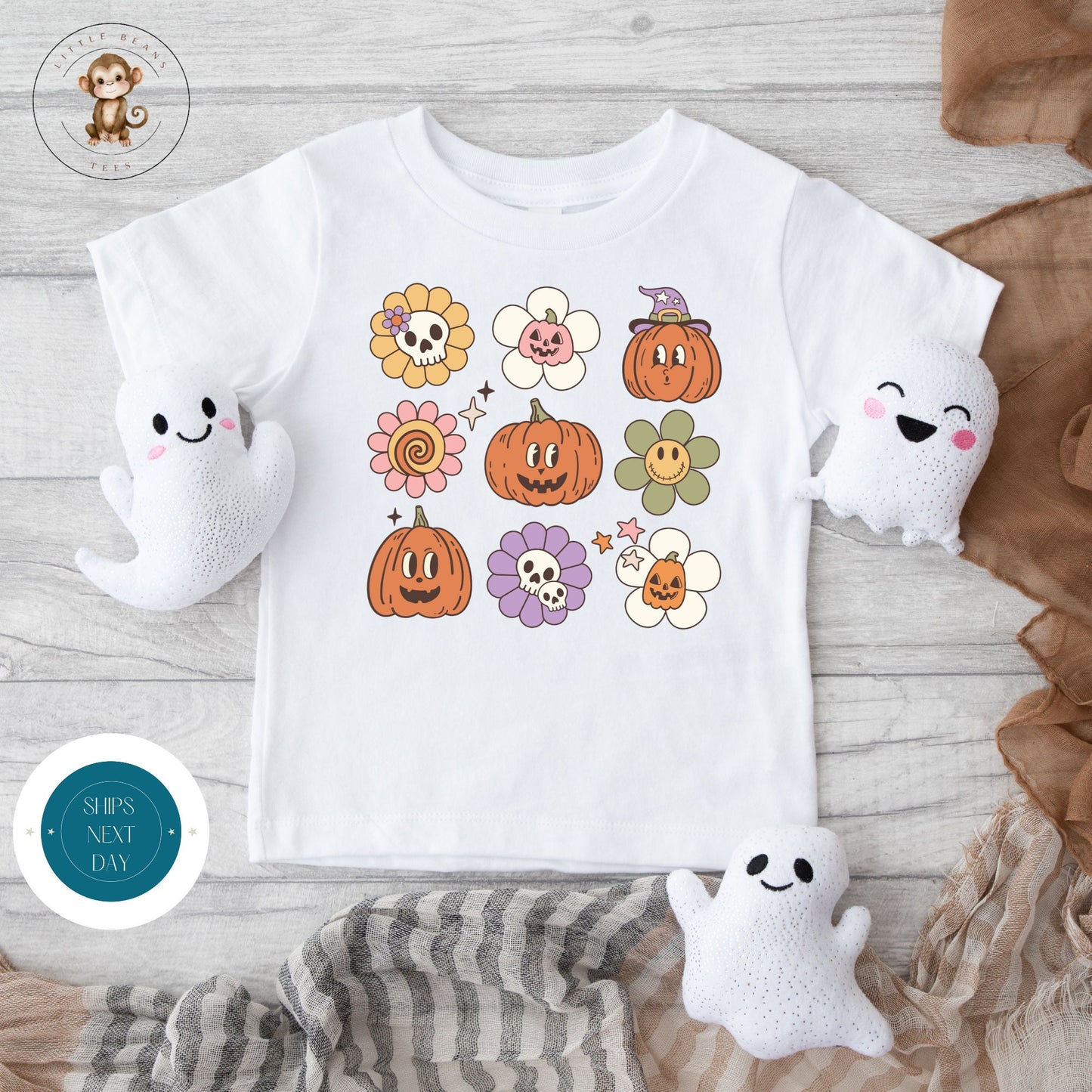 Happy Halloween Grid Onesie® | Custom Kids Tshirt | Cute Baby Halloween Onesie® | Pumpkin