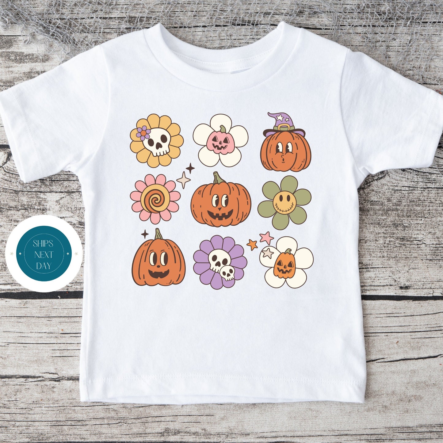 Happy Halloween Grid Onesie® | Custom Kids Tshirt | Cute Baby Halloween Onesie® | Pumpkin