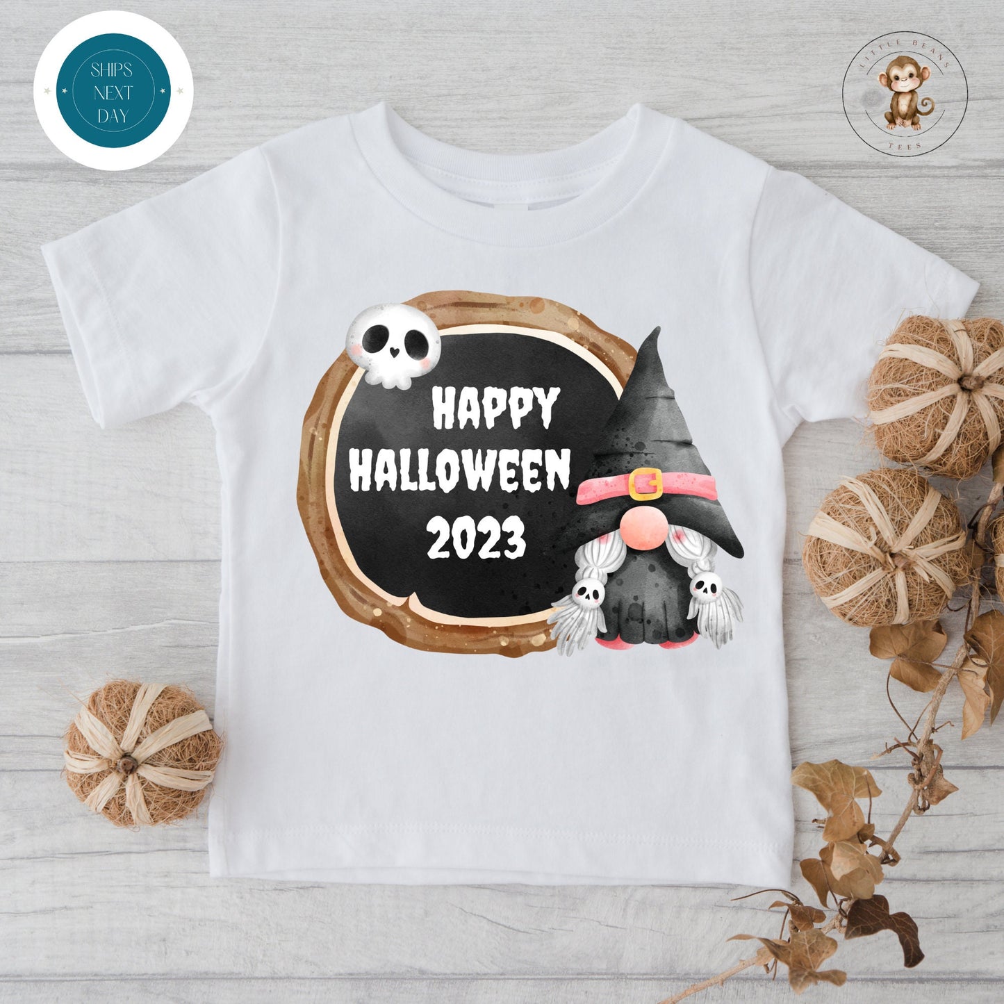 Happy Halloween 2023 Onesie® | Custom Kids Tshirt | Cute Halloween Gnome Onesie®