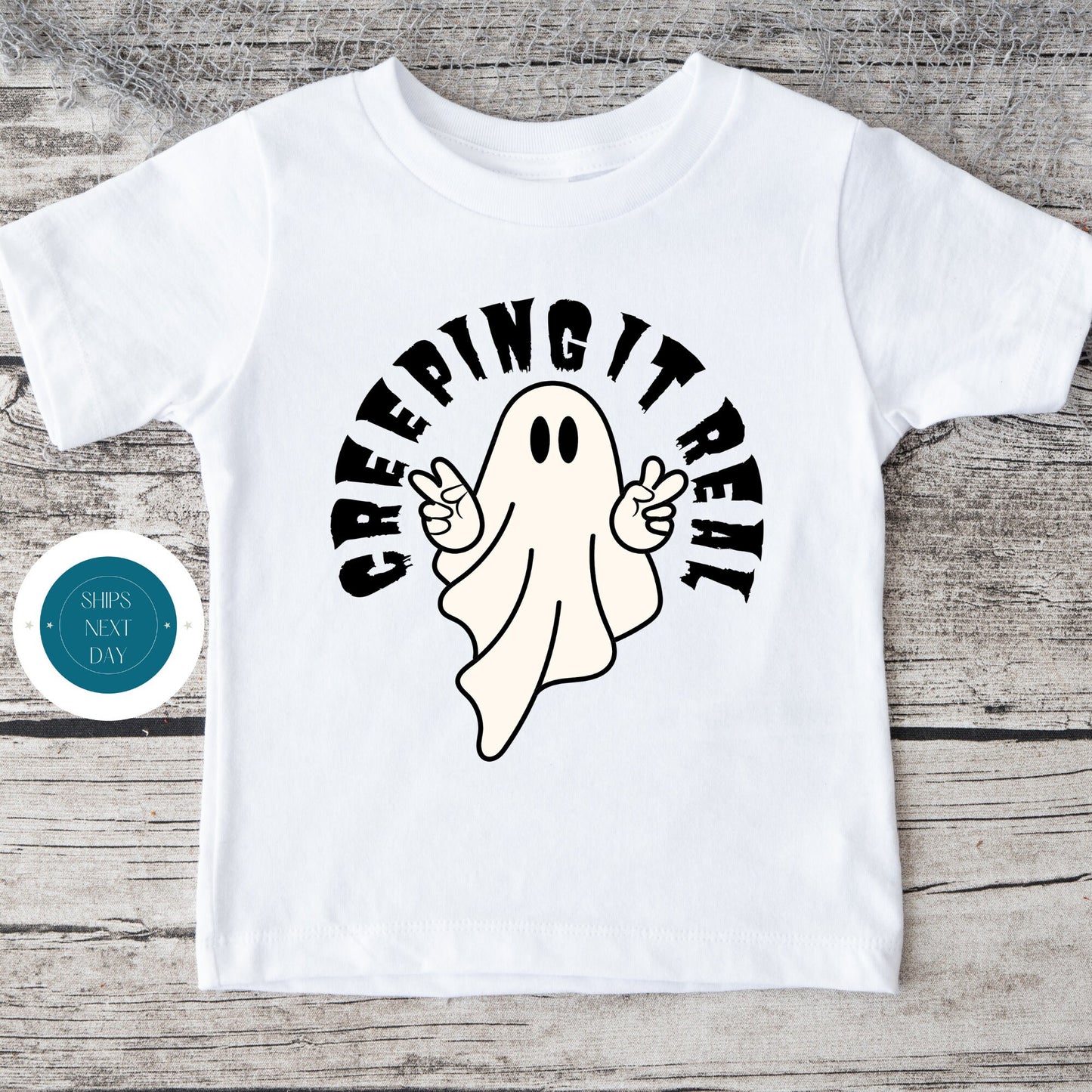 Creeping it Real Ghost Halloween Onesie® | Custom Kids Tshirt | Cute Baby Halloween Onesie®