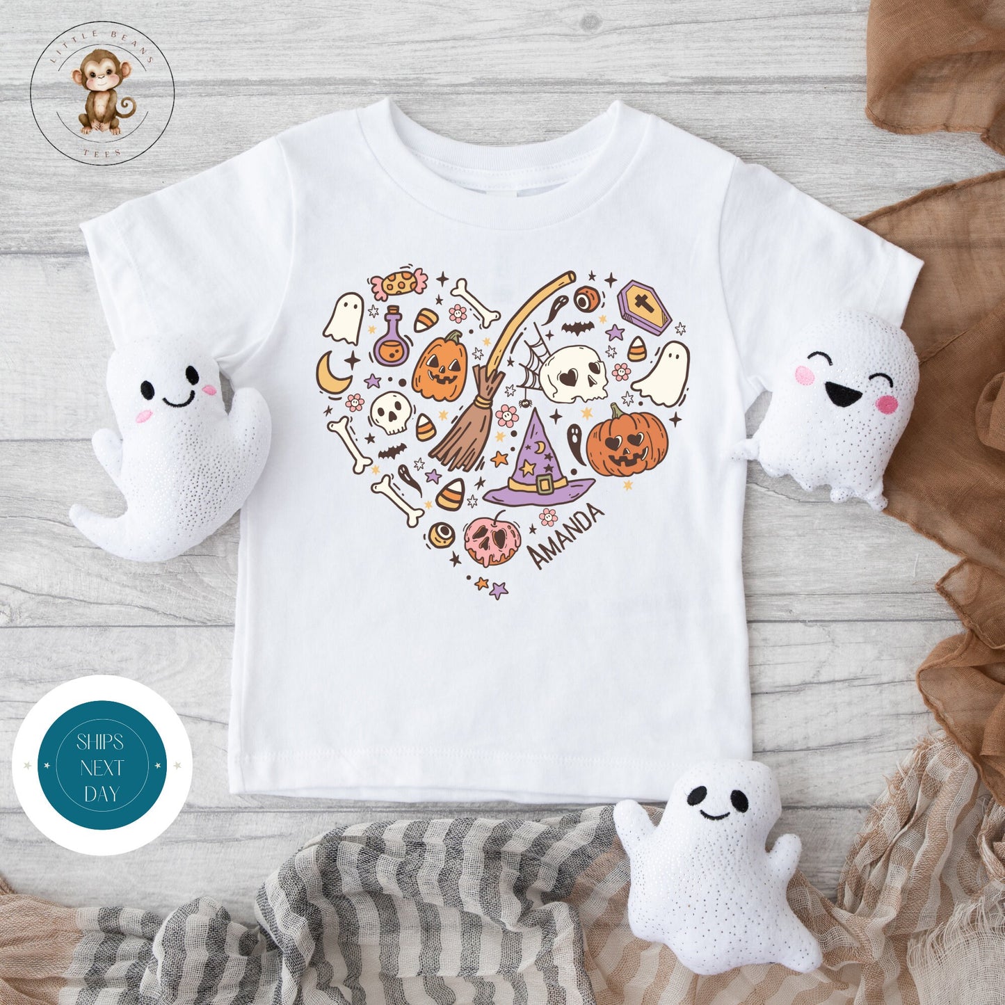 Happy Halloween Spooky Heart Onesie® | Custom Kids Tshirt | Cute Baby Halloween Onesie®