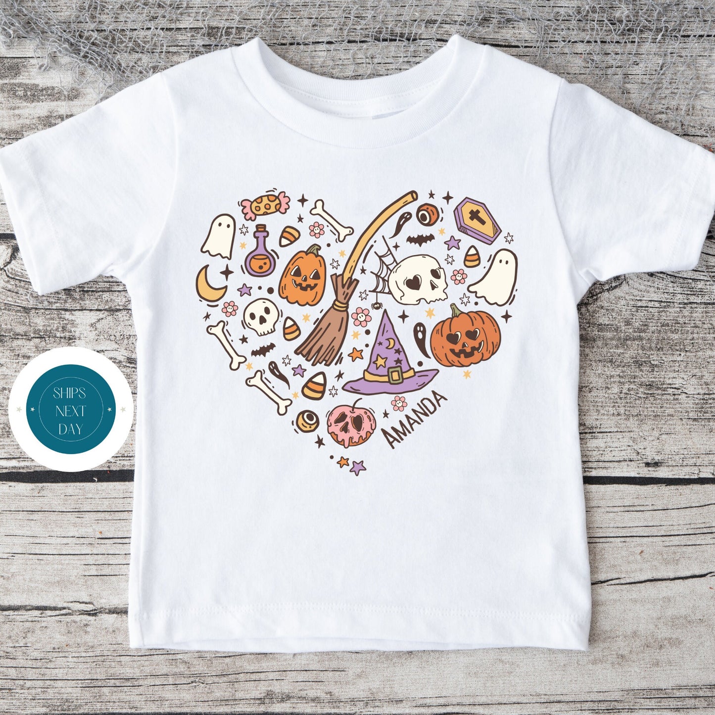 Happy Halloween Spooky Heart Onesie® | Custom Kids Tshirt | Cute Baby Halloween Onesie®