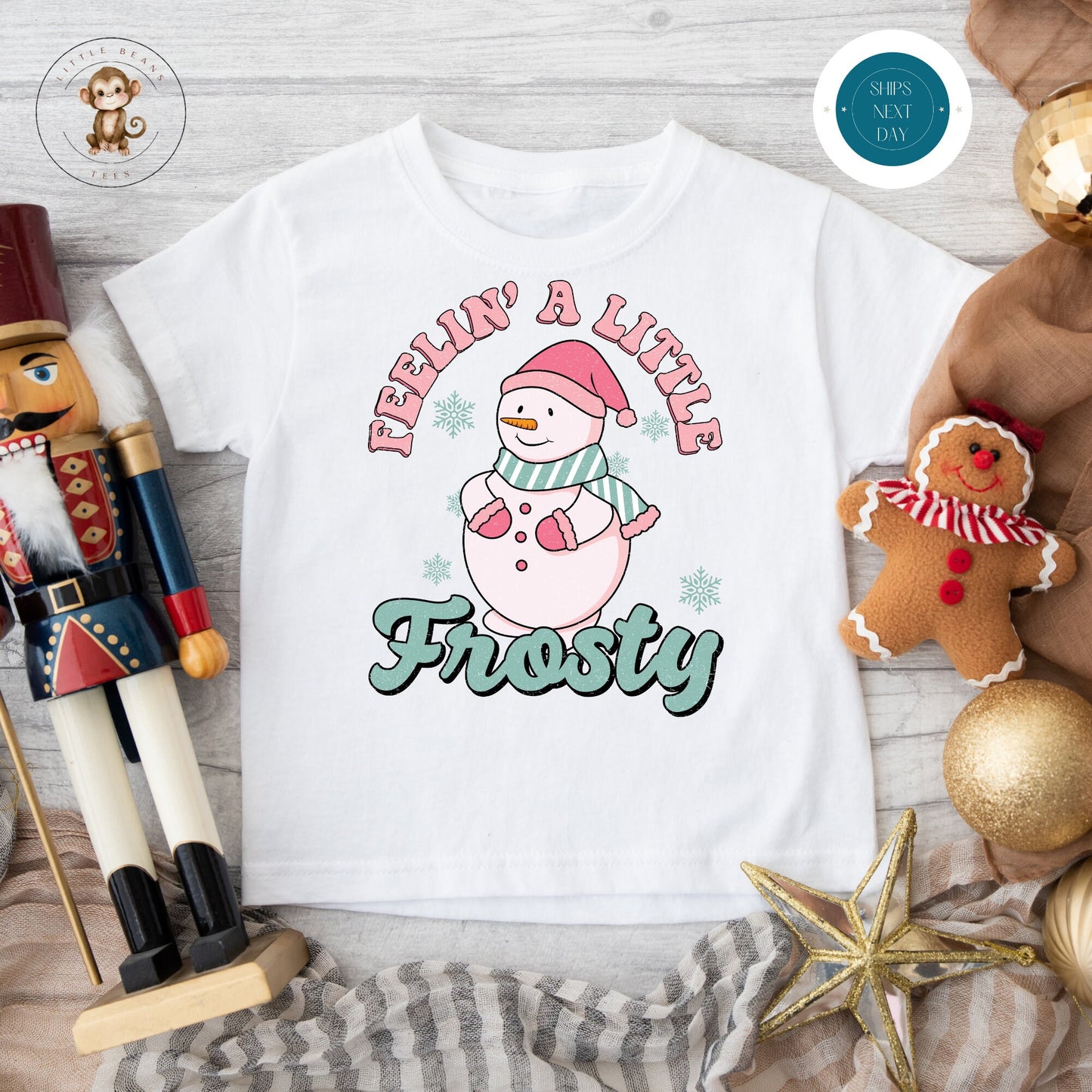 Feeling Frosty Holiday Onesie® | Custom Kids Tshirt | Funny Christmas Onesie® | Holiday Baby Gift | Christmas Retro Onesie®