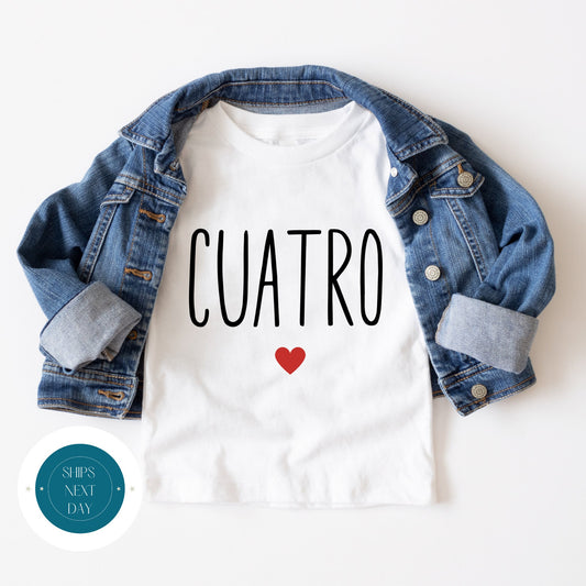 Cuatro Heart Birthday Baby Onesie®® | Custom Kids Tshirt | First Birthday Onesie® | Baby Gift