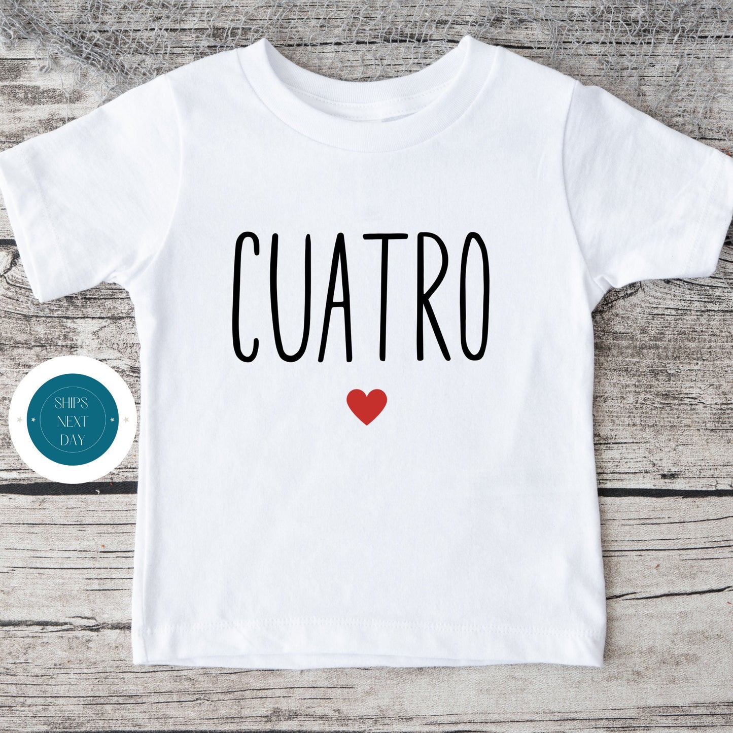 Cuatro Heart Birthday Baby Onesie®® | Custom Kids Tshirt | First Birthday Onesie® | Baby Gift