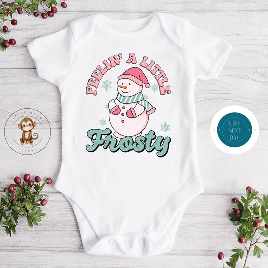 Feeling Frosty Holiday Onesie® | Custom Kids Tshirt | Funny Christmas Onesie® | Holiday Baby Gift | Christmas Retro Onesie®