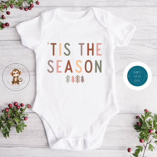 Tis the Season Holiday Onesie® | Custom Kids Tshirt | Cute Christmas Onesie® | Holiday Baby Gift | Retro Christmas Onesie®