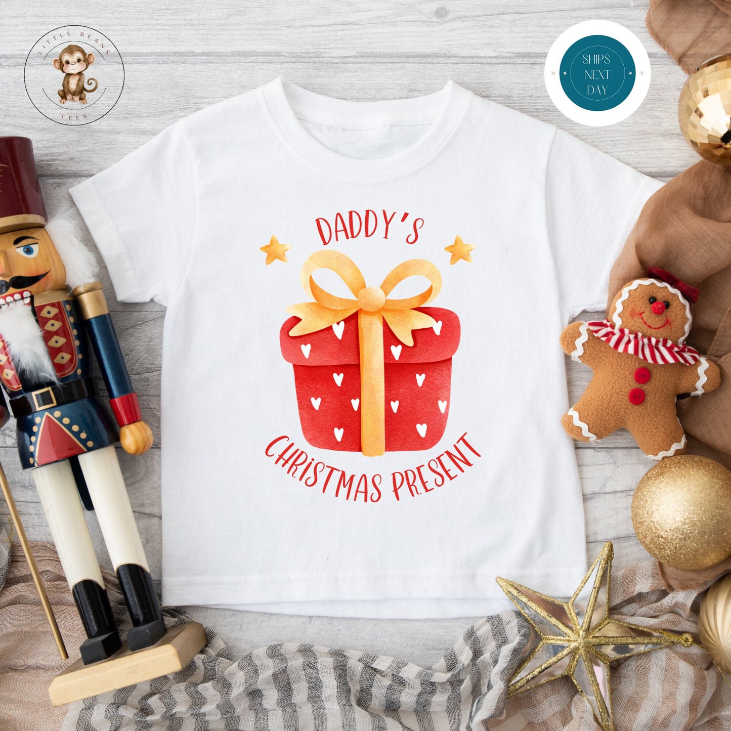 Daddys Christmas Present Holiday Onesie® | Custom Kids Tshirt | Cute Christmas Onesie® | Holiday Baby Gift | Christmas Onesie®